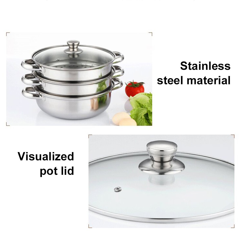 Toque Stainless-Steel Steamer Meat Vegetable Cookware Kitchen Pot Tool 3 Tier US