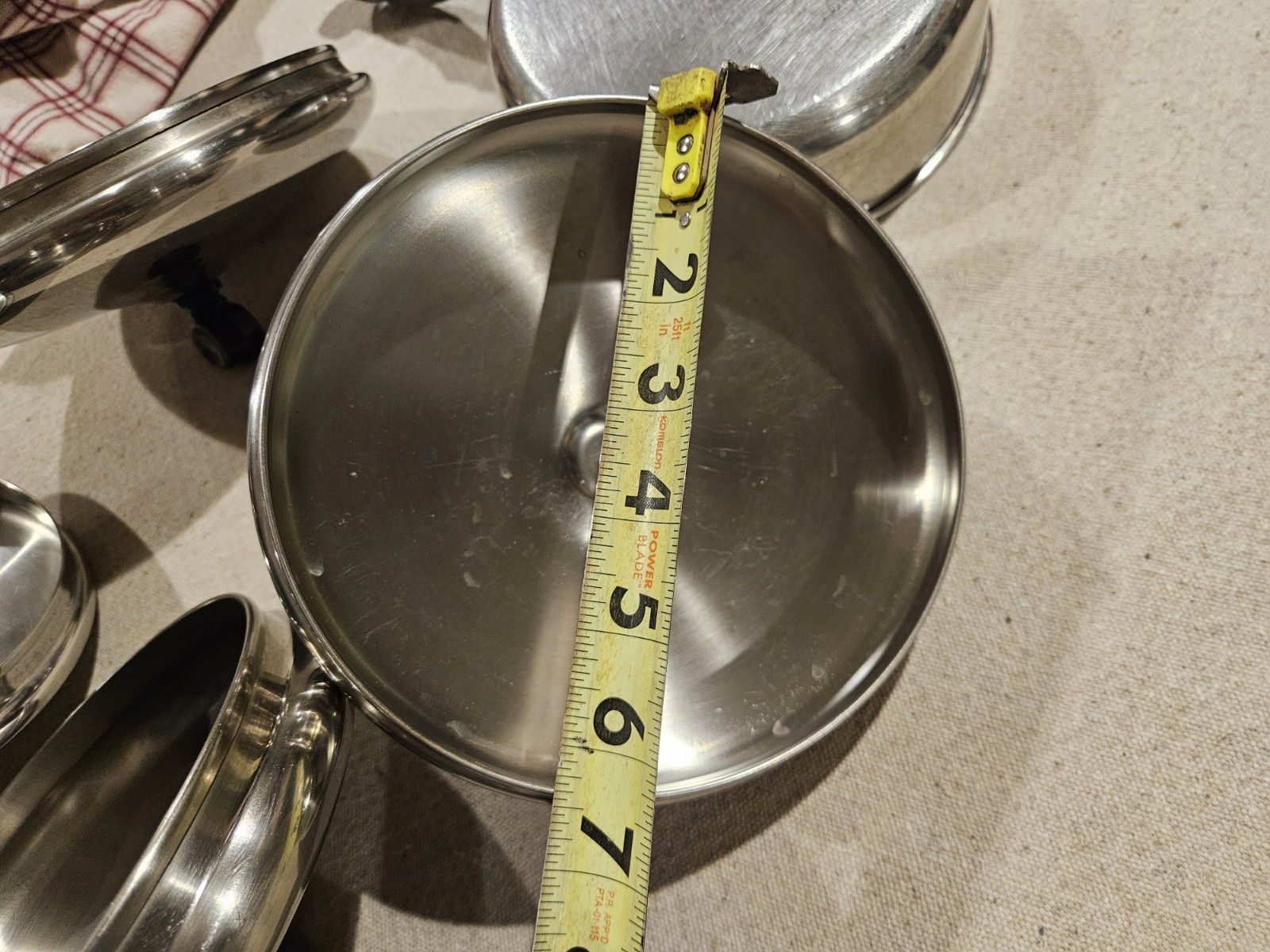 Farberware Vintage Aluminum Clad Stainless Steel Pan and 4 Lids Various Sizes