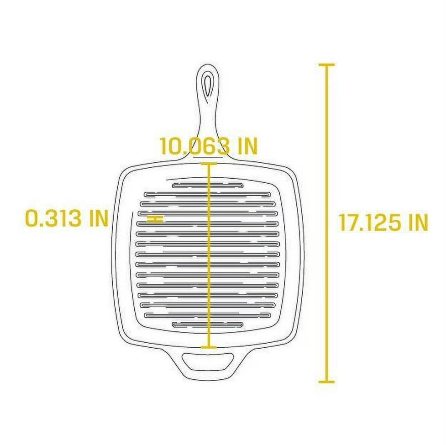 CAST IRON GRILL PAN Lodge Pre Seasoned Steak Bacon Grilling Square Skillet 10.5″