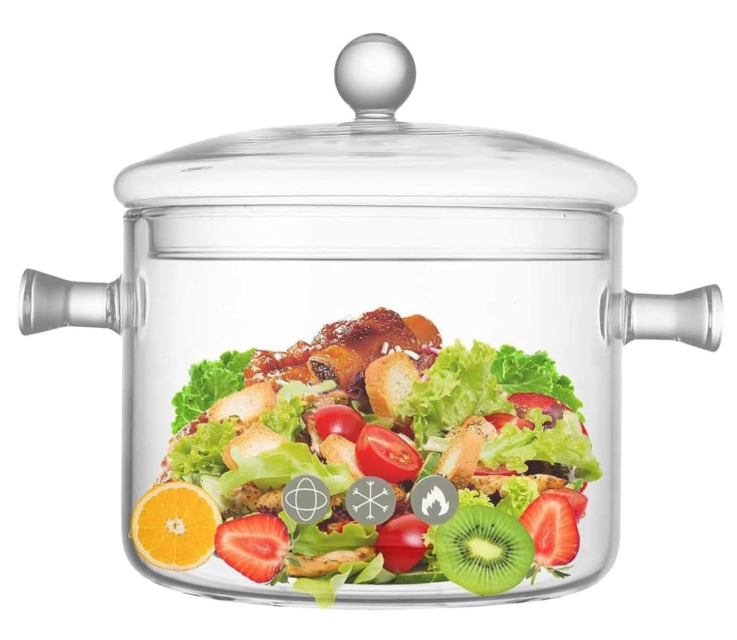 Glass Cooking Pots, 1.7L/57OZ Heat-Resistant Borosilicate Glass Saucepan with…