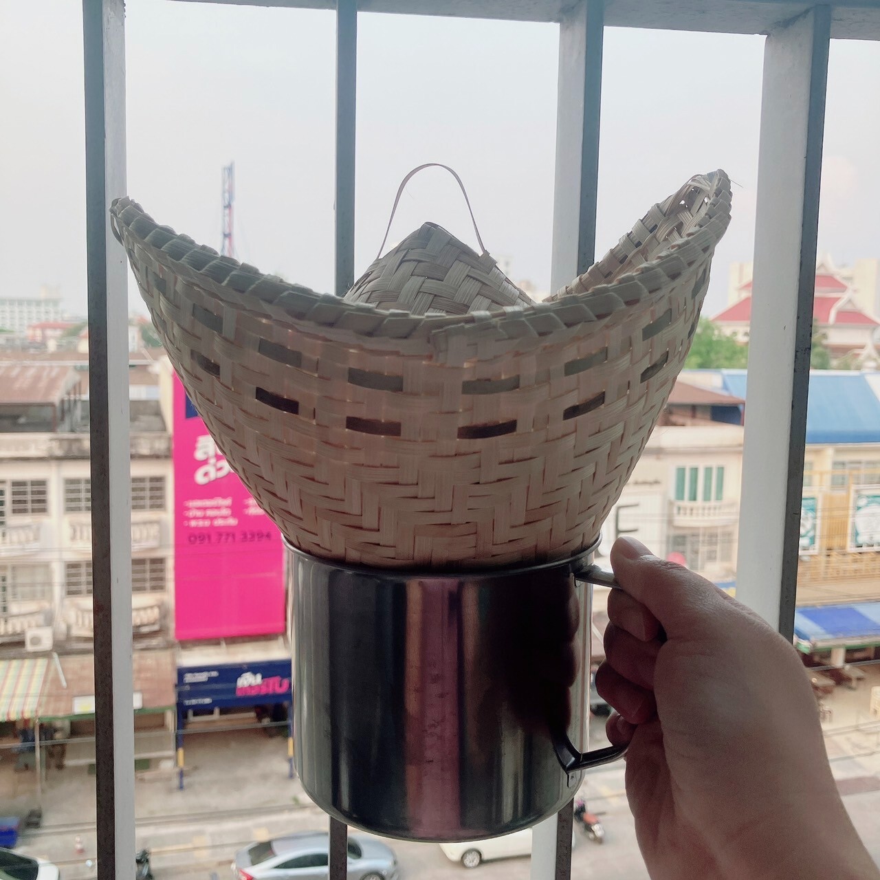 Vintage Thai Handicraft Cooker Bamboo Basket Steamer Sticky Rice Dim Sum