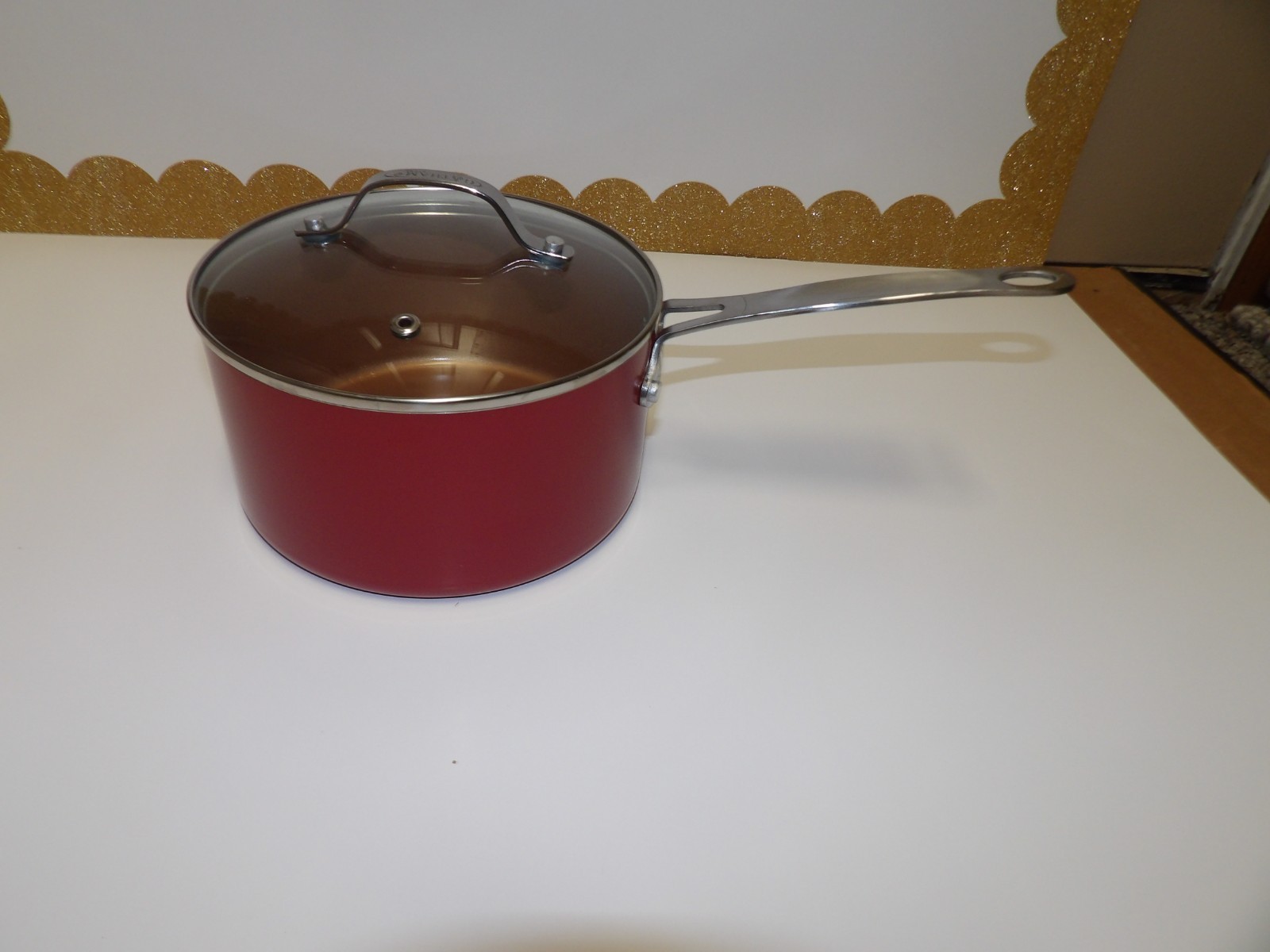 Gotham Steel 2.5 Qt Sauce Pan Copper Ceramic Nonstick Cookware Pot with Lid