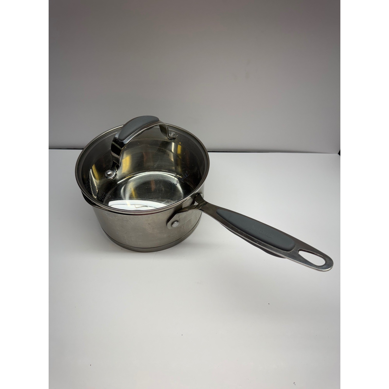 David Burke 2.5 Quart Stainless Steel Saucepan with Straining Lid and Pour Spout