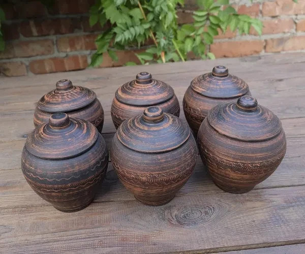 Set of 6 Oven-Safe Clay Baking Pots | Handmade Unglazed Terracotta Cookware