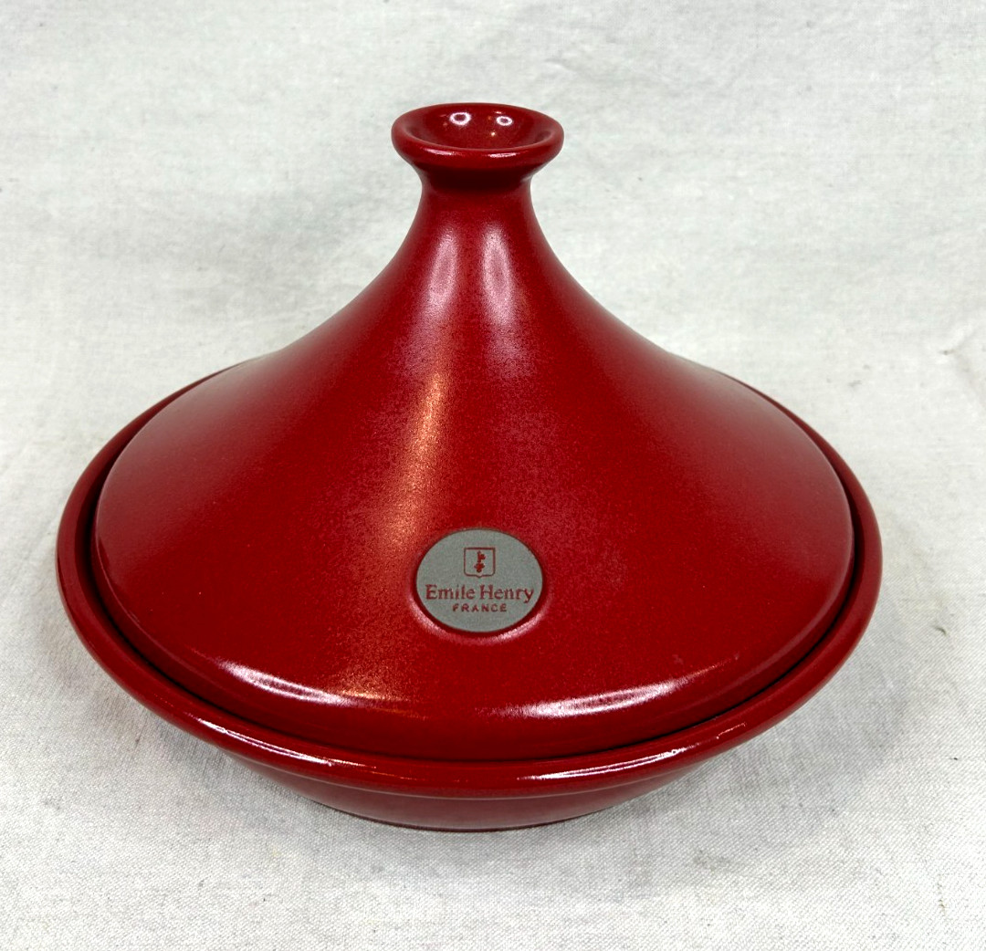 Emile Henry Flame Red Large Tagine 12.5″ Wide France Moroccan