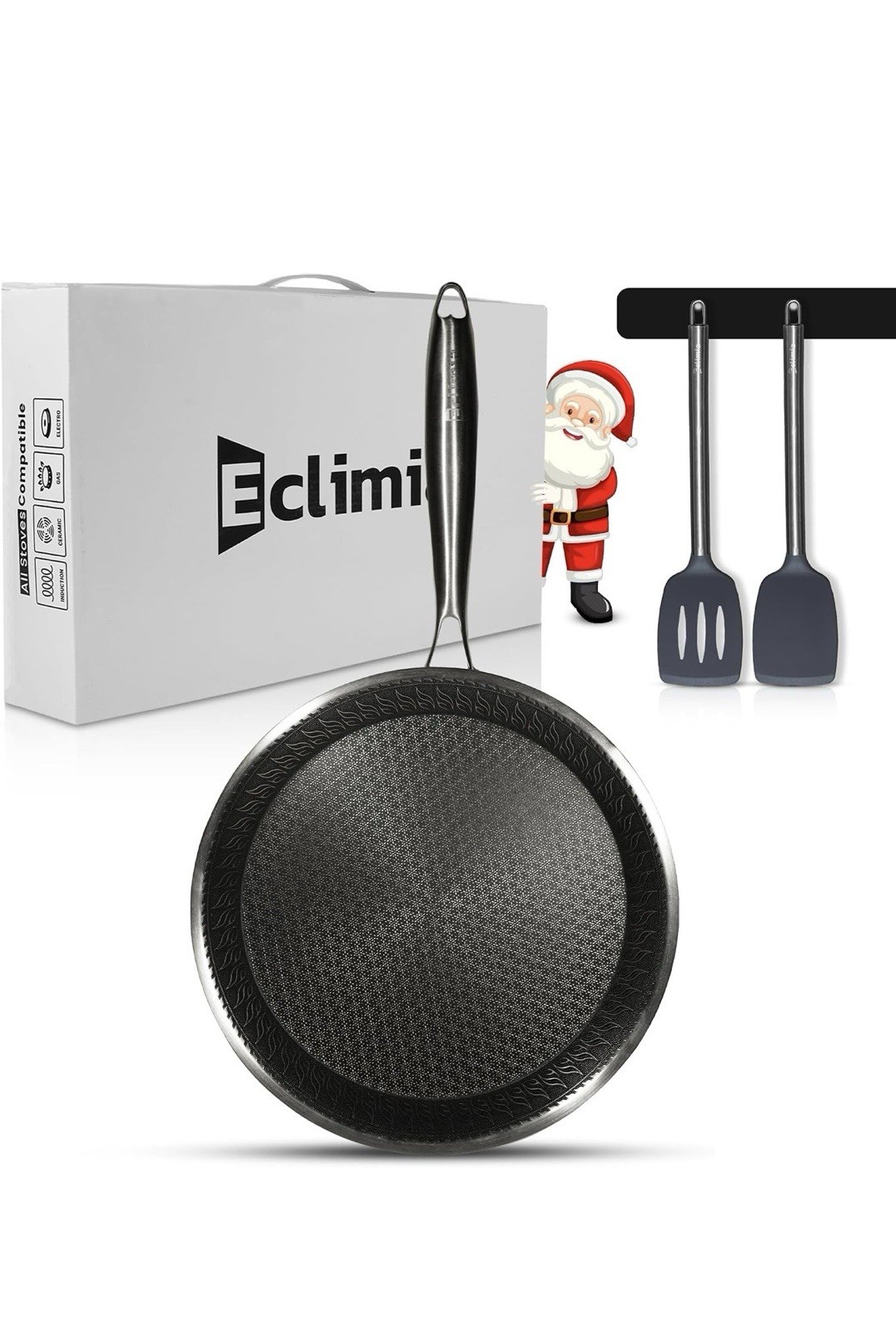 Eclimia Non stick 10.2” Griddle Stay Cool Handle All Stove Types In or Outdoor