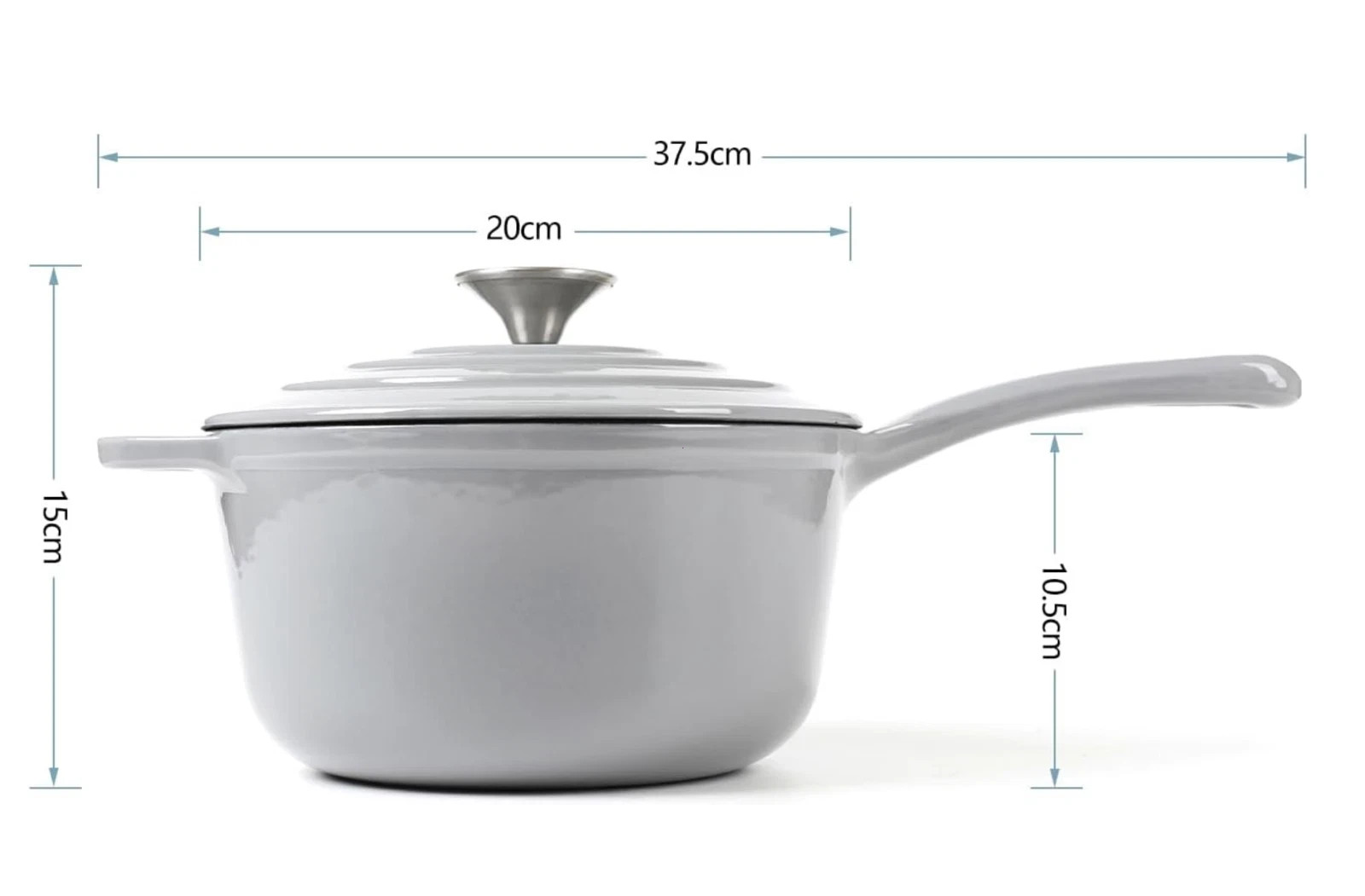 HAWOK Enameled Cast Iron Saucepan 2.65 Quart/2.5-Liters Gray