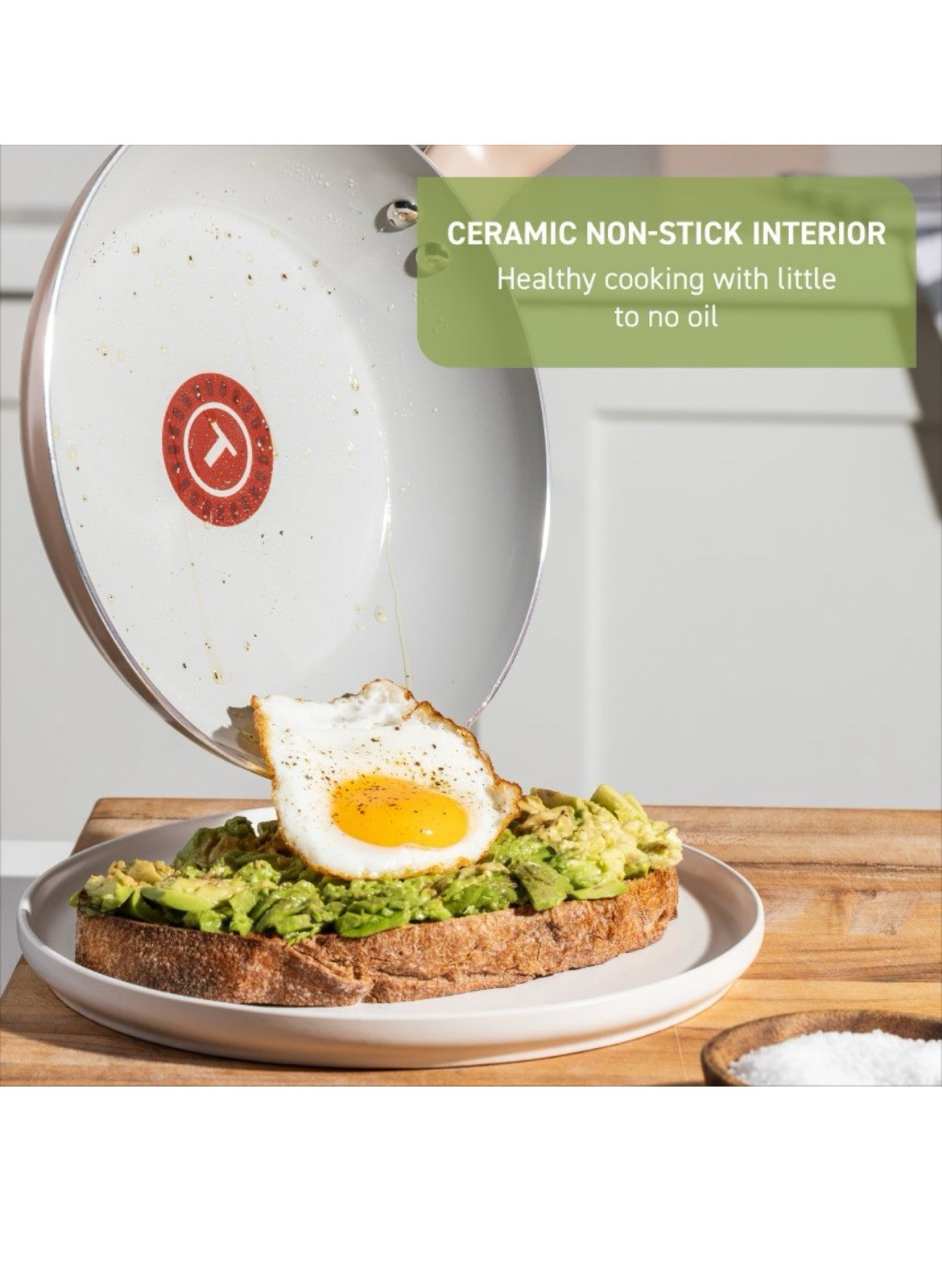 T-Fal 2pk Simply Cook Ceramic Fry Pan Beige