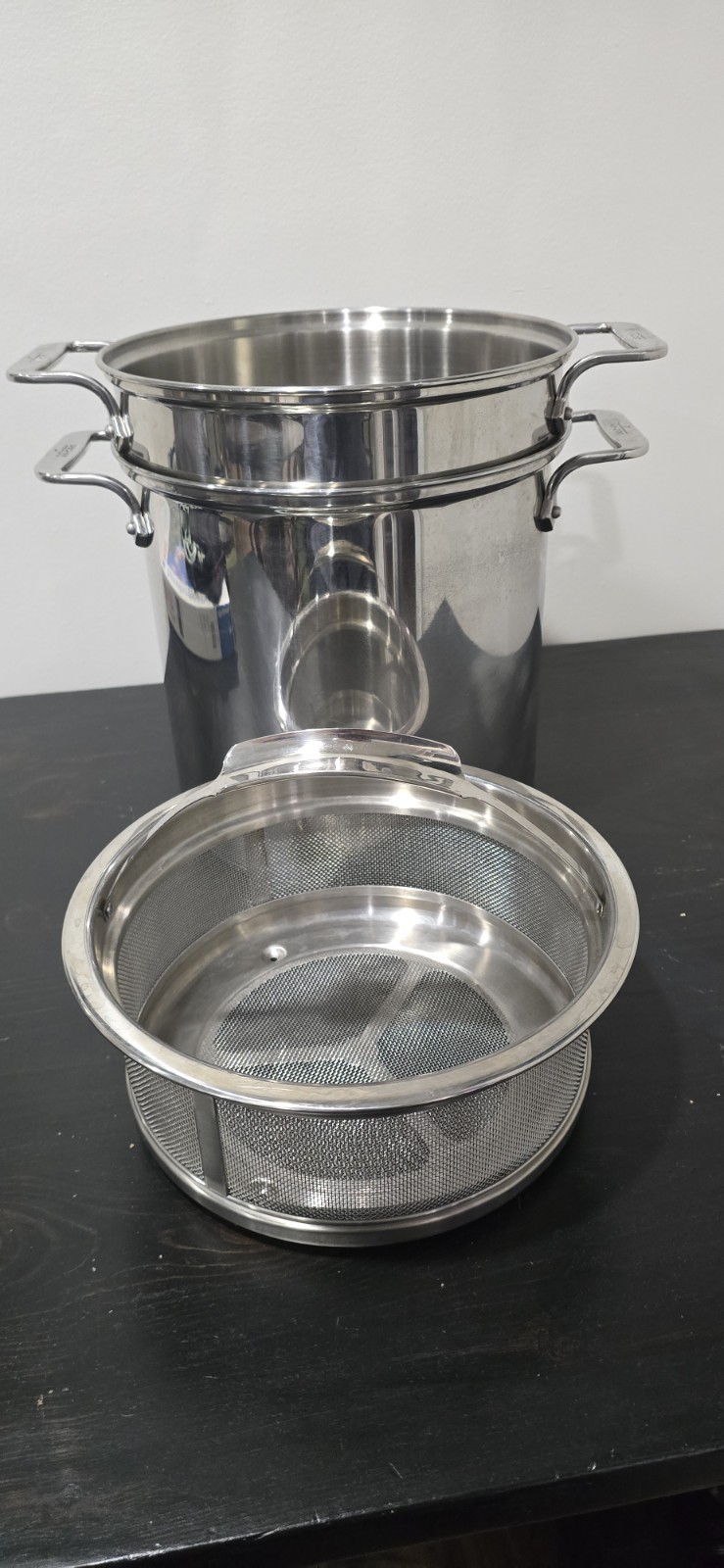 All-Clad Stainless Steel Multi Pot 3 Piece Pasta Strainer Steamer **NO LID***