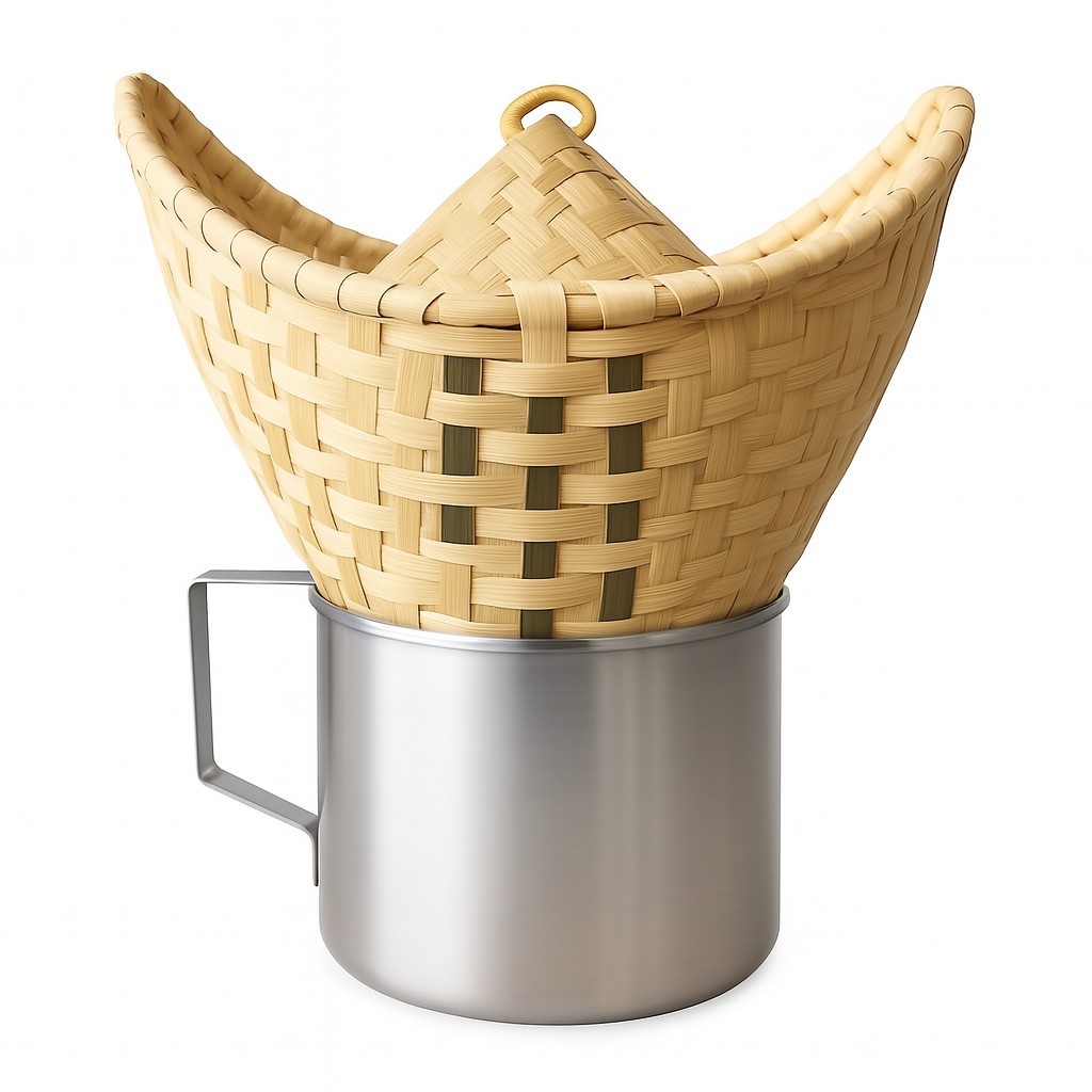 Mini Bamboo Thai Sticky Rice Steamer Pot Basket Lid Set – Portable Cooker