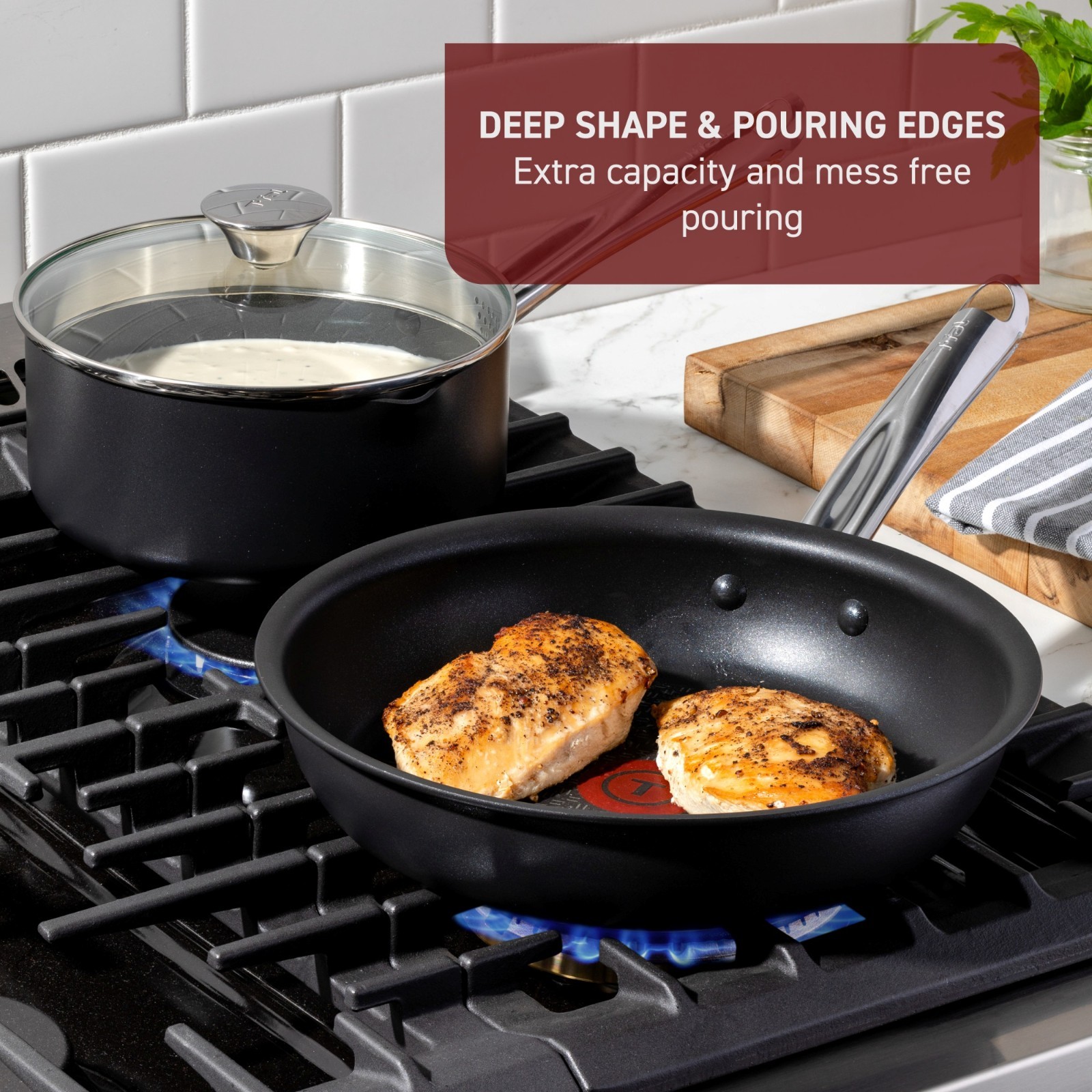 T-fal Cook & Strain Non-stick, 12.5 Inch Frypan, Black