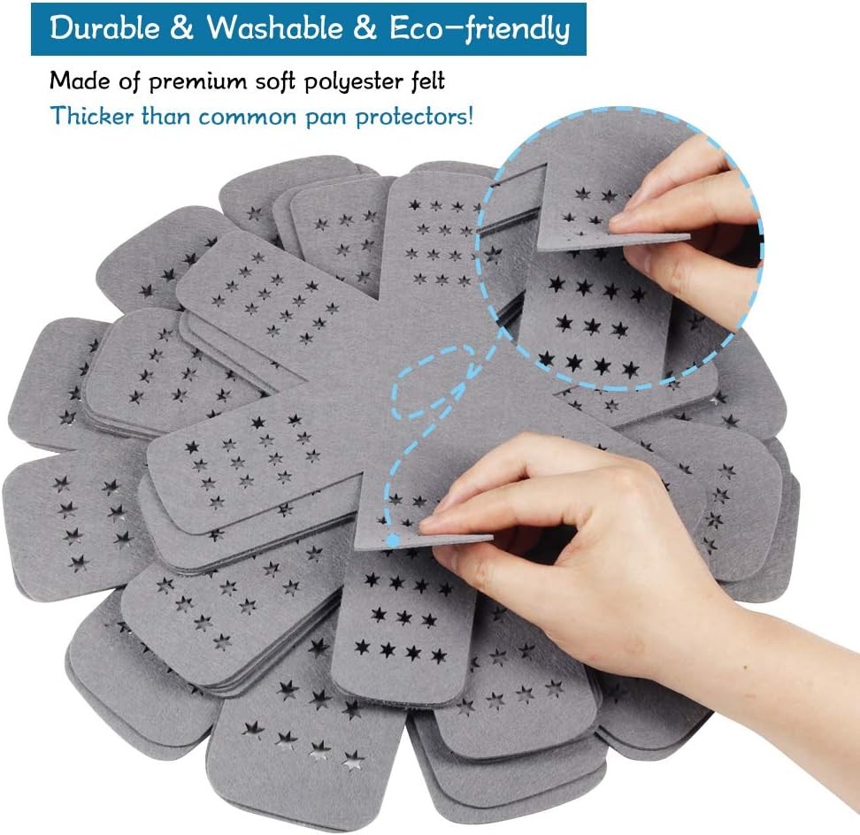 Set of 12 Larger & Thicker Pan Pot Protector with Stars 3 Different Sizes Gray