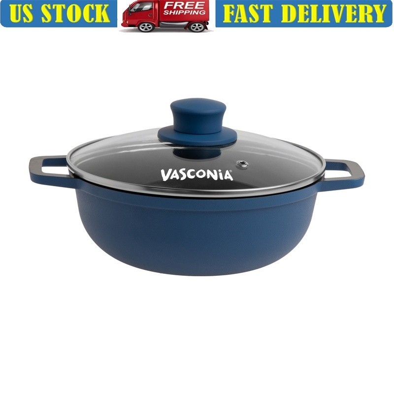 4.6 qt Cast Aluminum Caldero Ceramic Coated Induction Base Glass Lid Stockpot