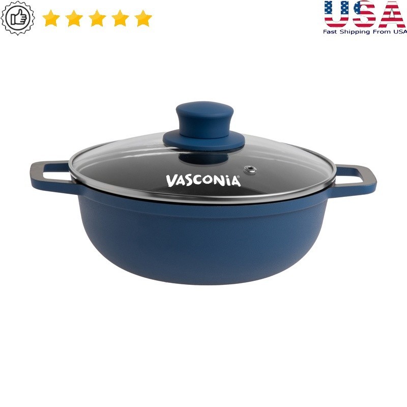 Cast Aluminum Caldero Ceramic Coated Interior Induction Base Glass Lid Cookware