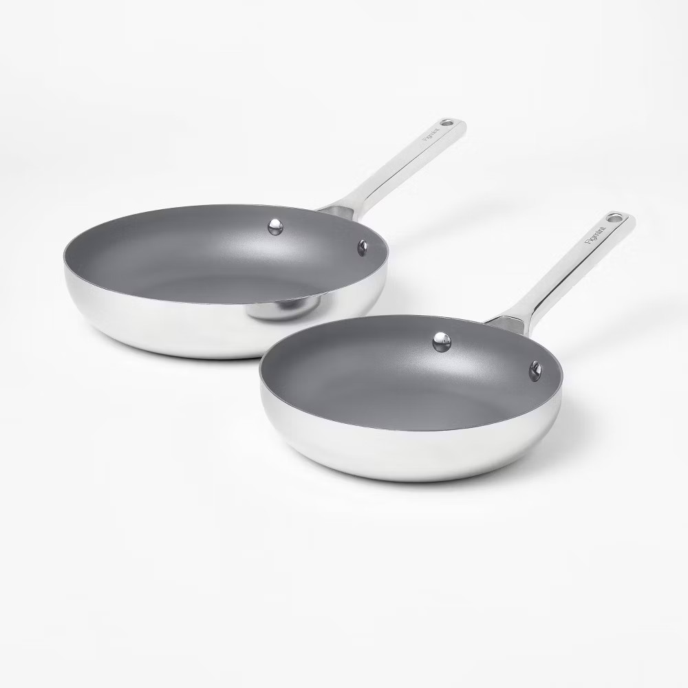 2pc Stainless Steel Ceramic Coated Nonstick Fry pan Set Dark Gray –