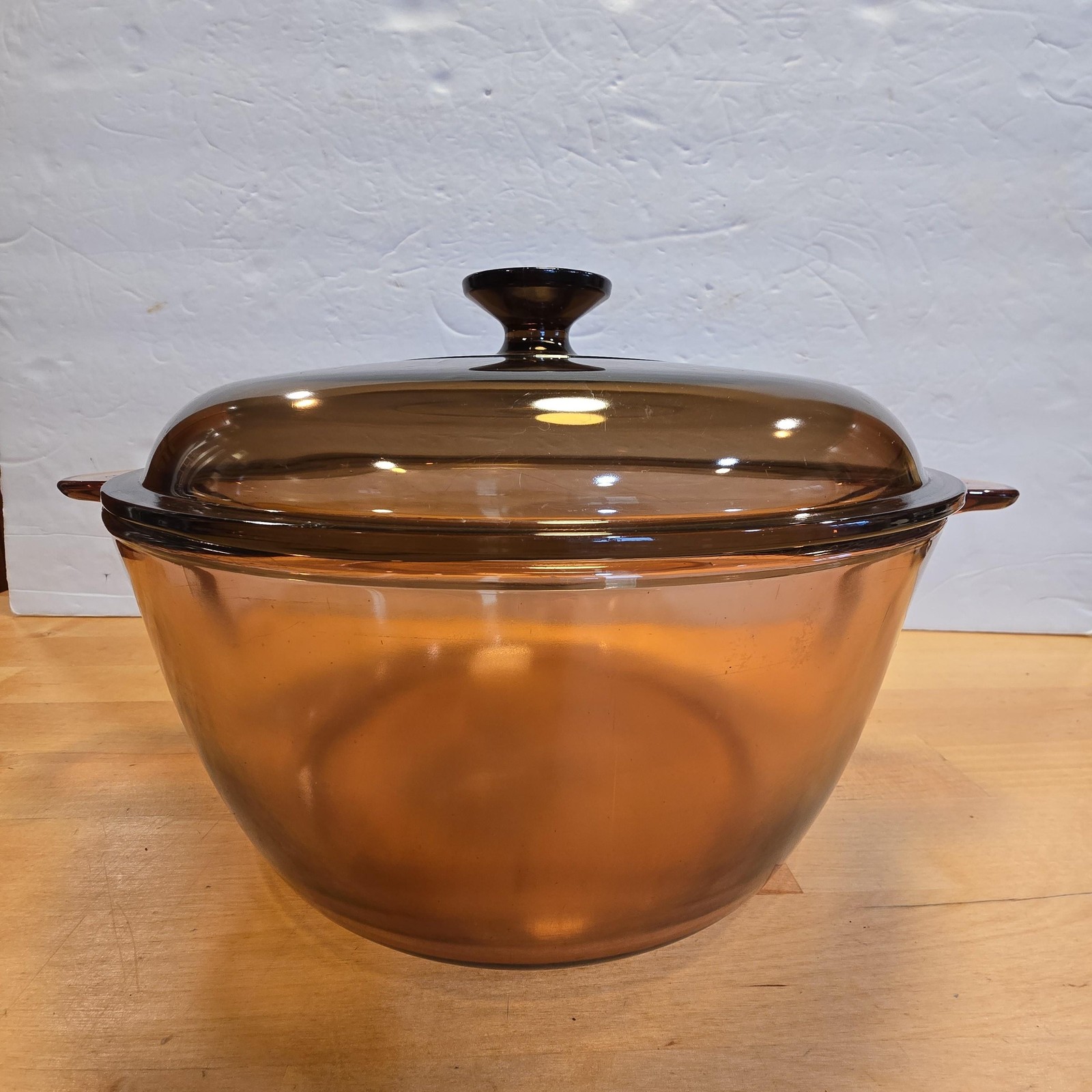 Visions Amber Brown Glass Casserole Pan Pot 4.5L With Lid USA Ovenware Cookware