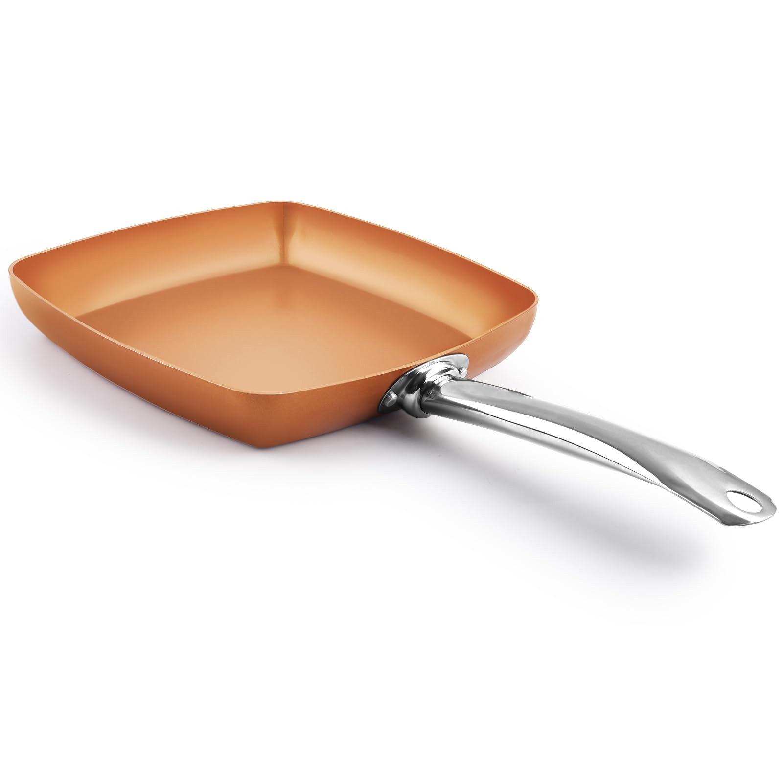 Toutrop Non-Stick Copper Square Frying Pan, 9.5″ Chef 9.5 Inch,
