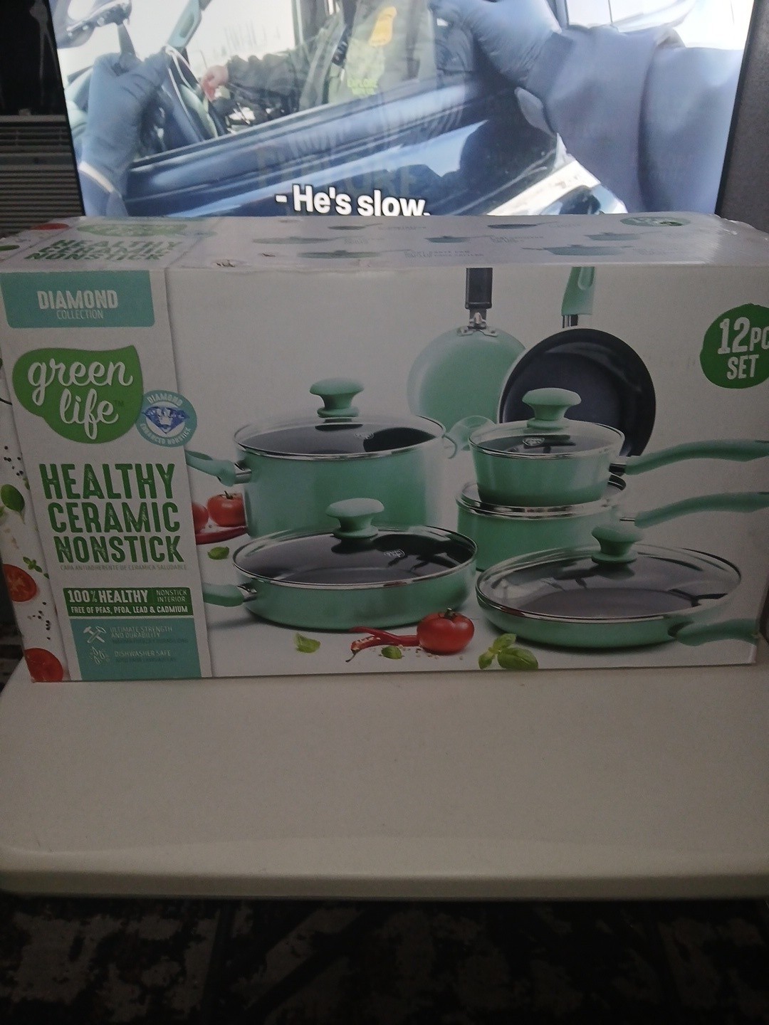 GreenLife Diamond Collection 12-Piece Ceramic Non-Stick Cookware Set in…