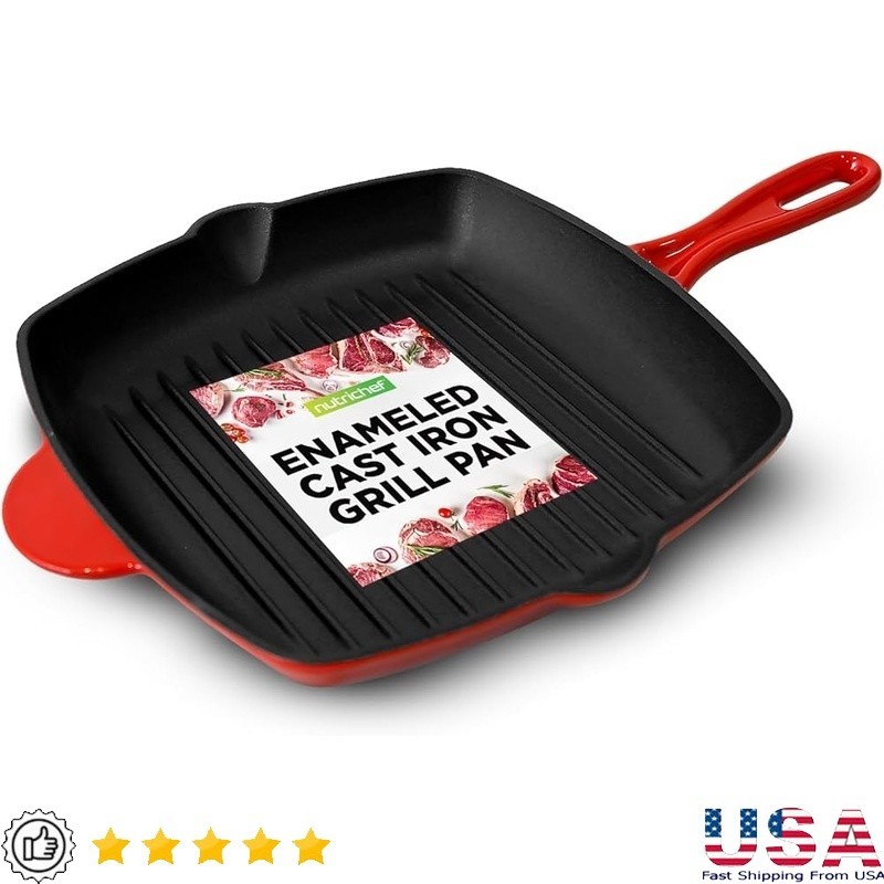 Non-Stick Grill Pan Heat Safe 500°F Ridged Surface Induction Compatible New