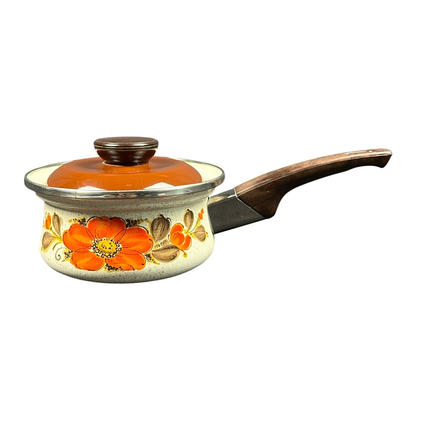 Japan Sanko Ware Show Pans 6.5″ Saucepot Orange Poppies