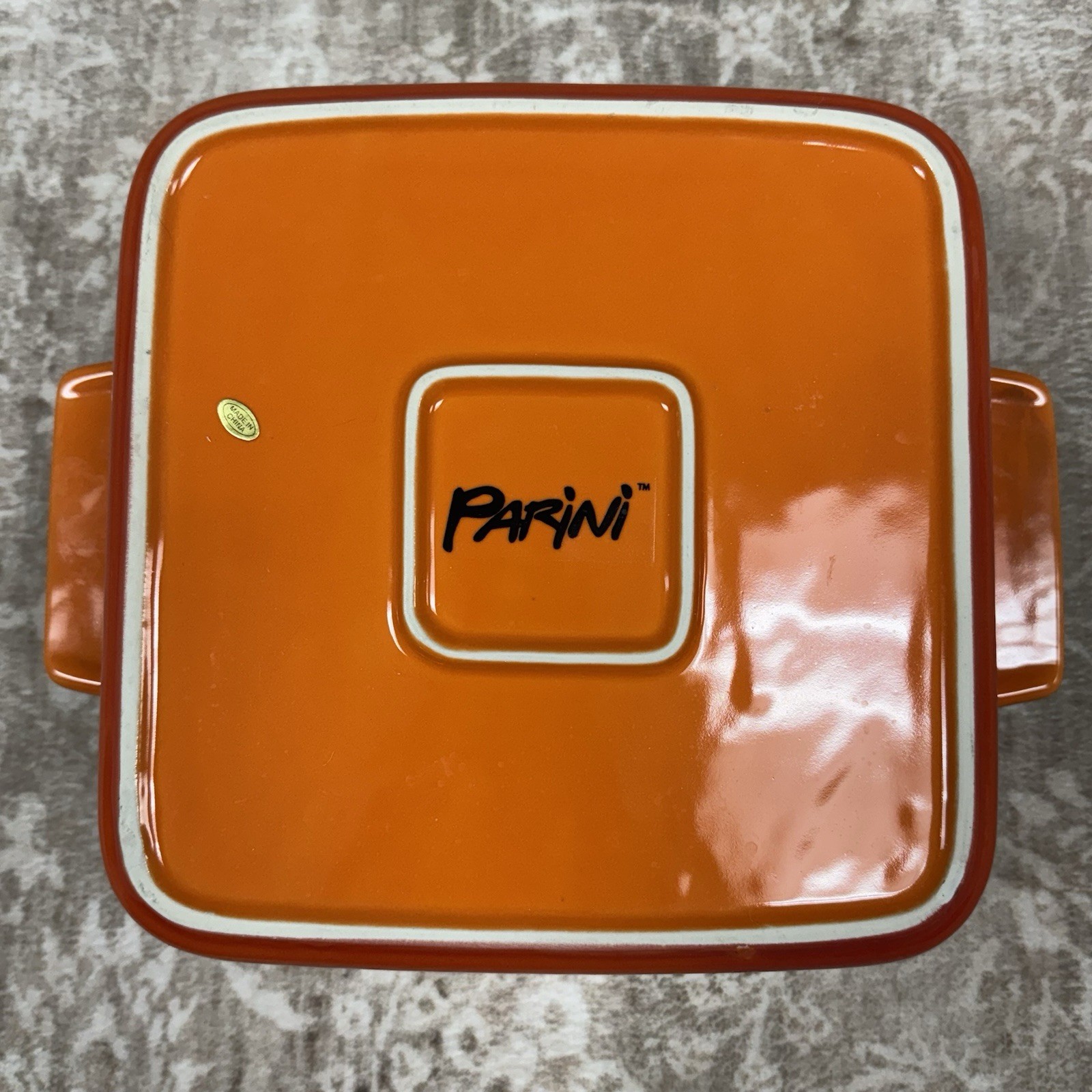 Parini Cookware Orange Pan Casserole Ceramic Square Non-Stick Never Used