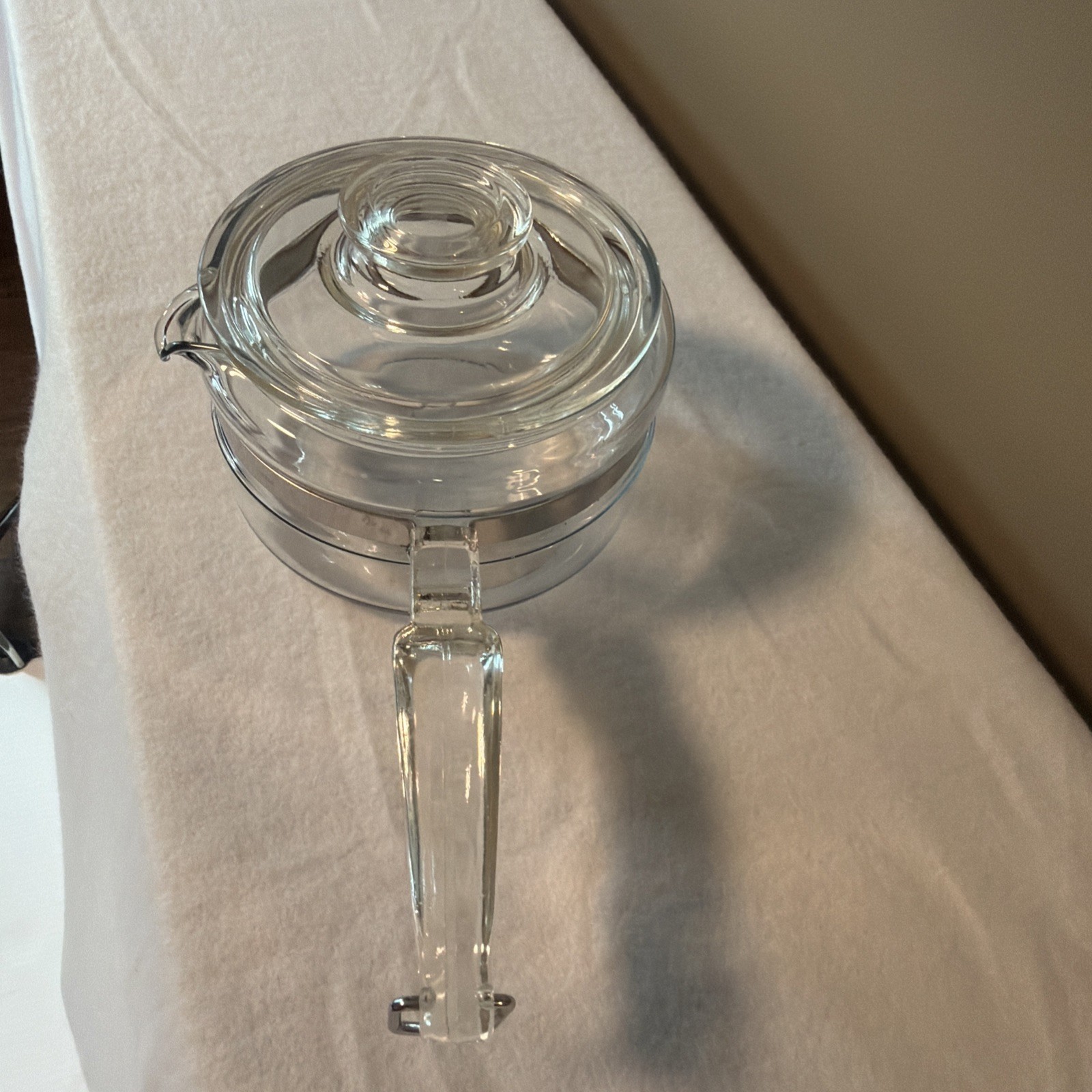 Vintage Pyrex Flameware Clear Glass Saucepan w original glass Lid 6212 b USA