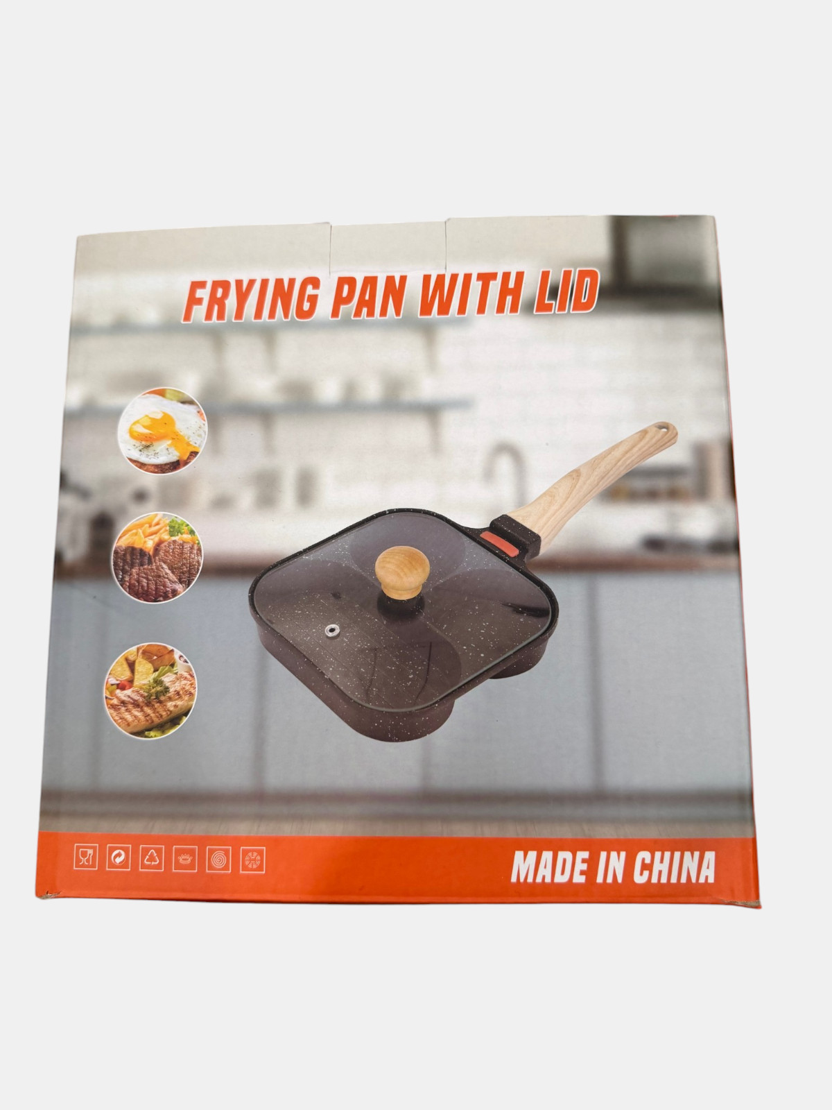 4-Cup Egg Pan Nonstick Healthy Granite Egg Frying Pan With Lid