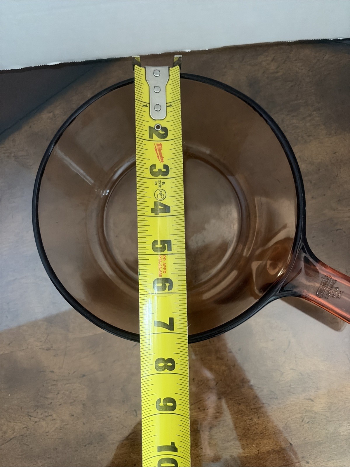 Vintage Corning Amber Vision Ware 1.5 Liter Sauce Pan No Lid. Made In France