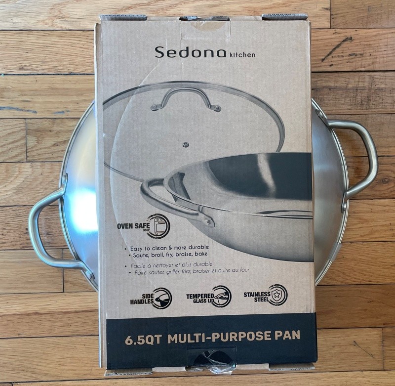 SEDONA Stainless Steel 6.5-Qt. Multipurpose Pan Wok with Glass Lid, BRAND NEW