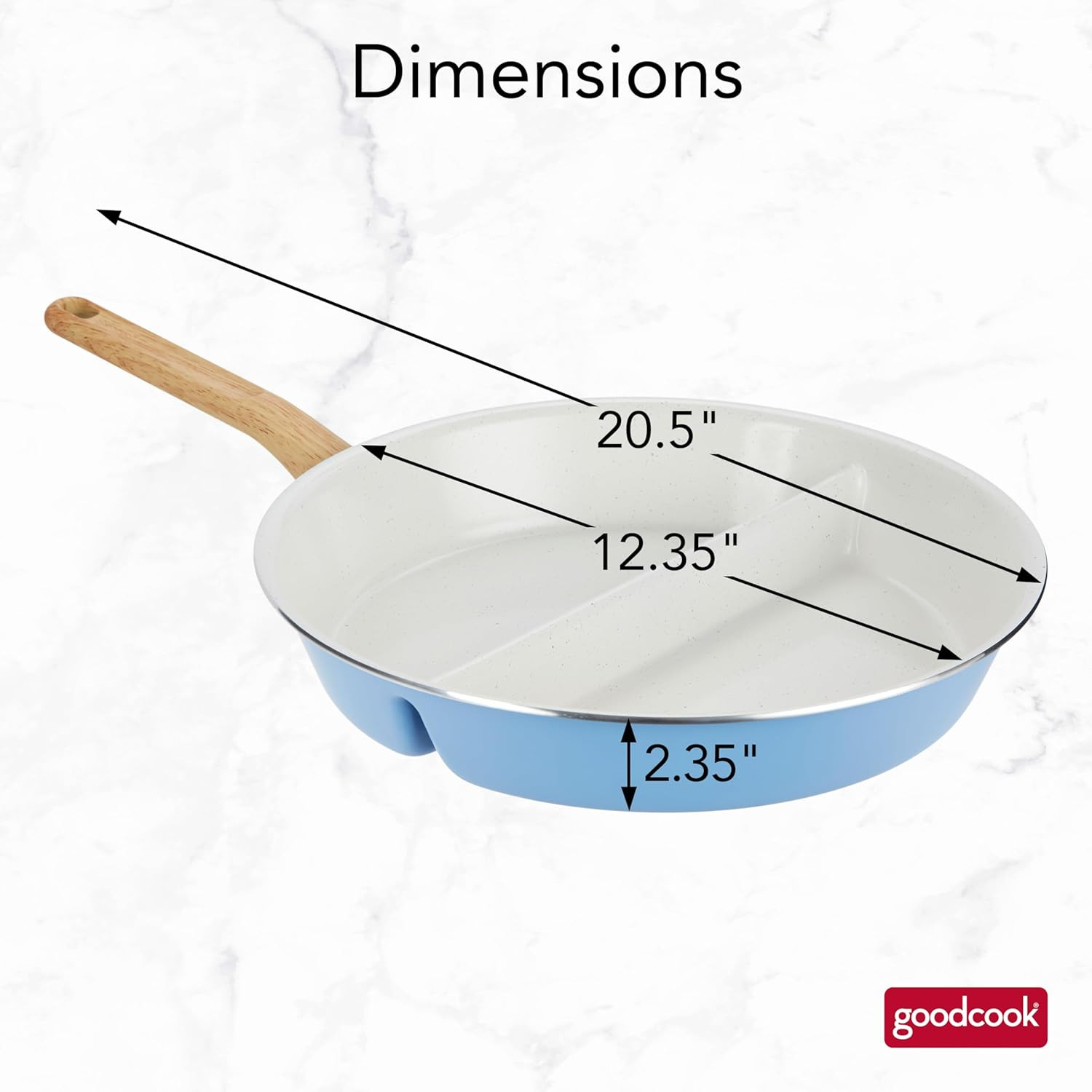 Healthy Ceramic Titanium-Infused 12″ Divided Skillet, Light Blue – Ceramic Cookw