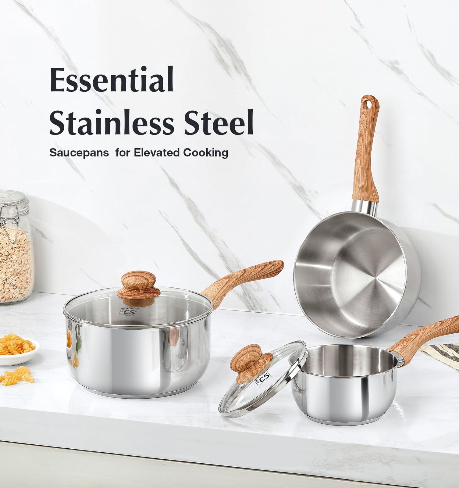 Stainless Steel Saucepan Set, 6 Piece Sauce Pan Set 1QT & 2QT & 3QT with Heat…