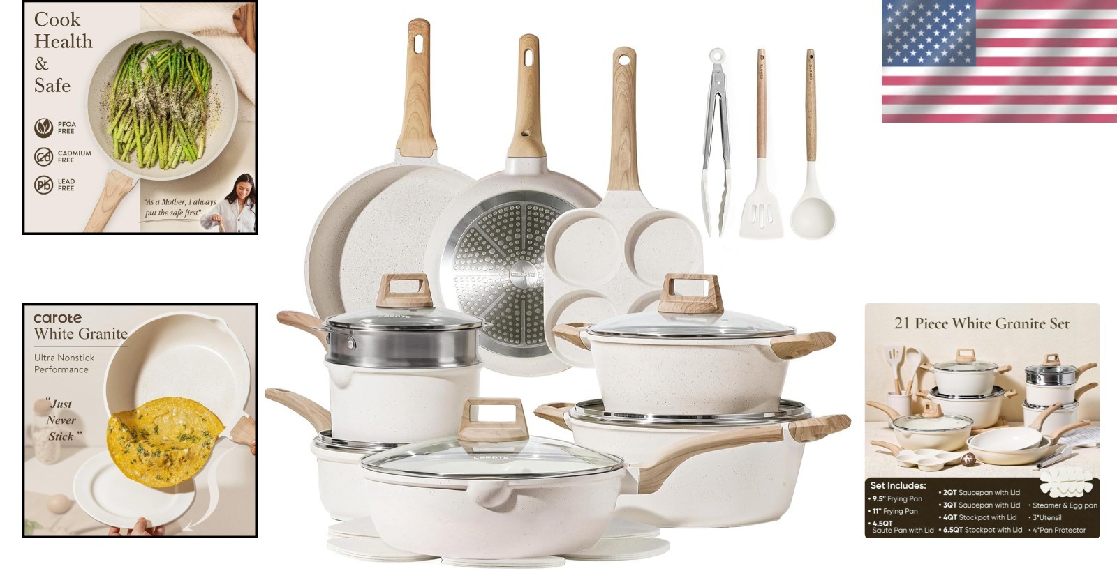 21-Piece Pots and Pans Set, PFOS, PFOA Free