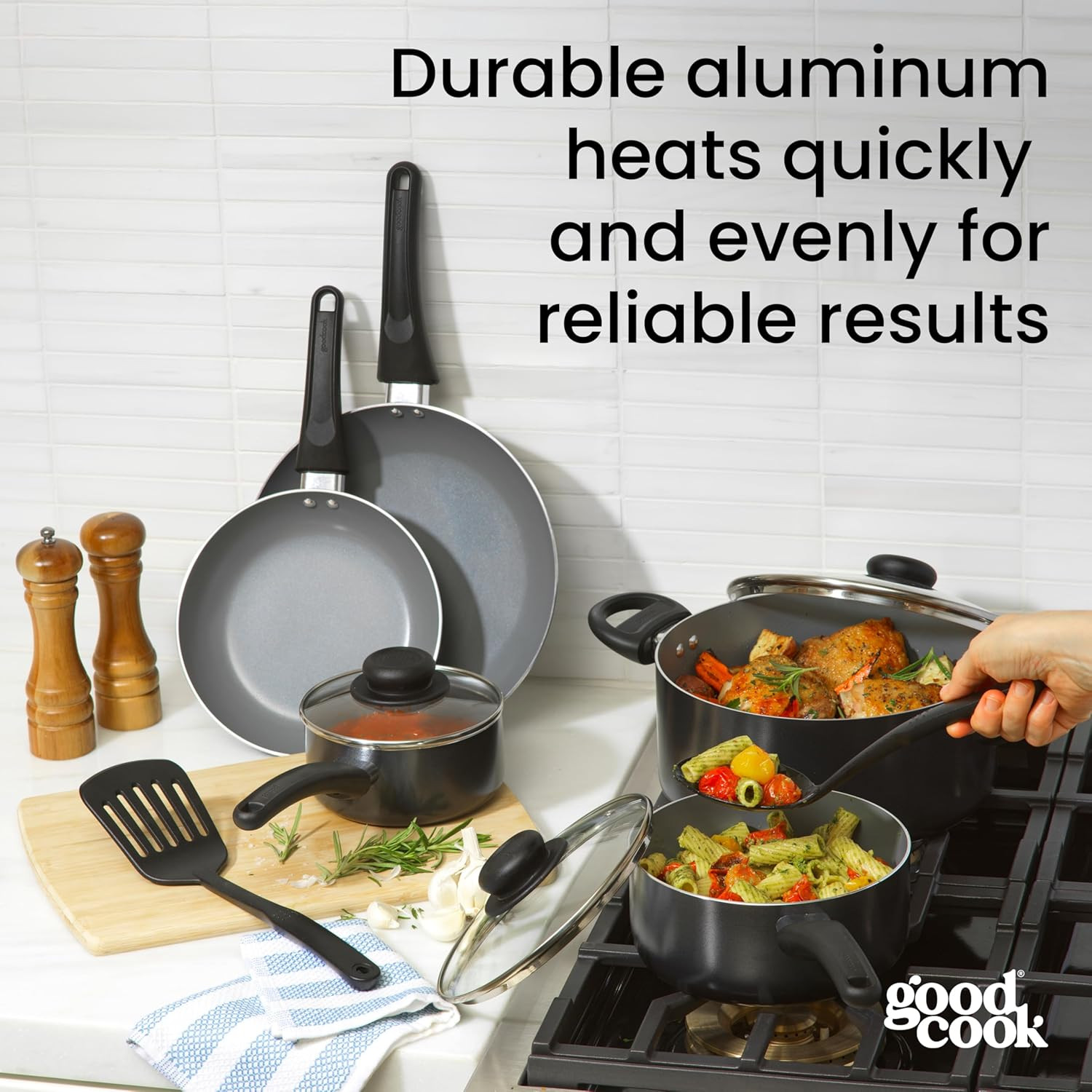 10-Piece Ceramic Nonstick Cookware Set with Fry Pans & Dutch Oven