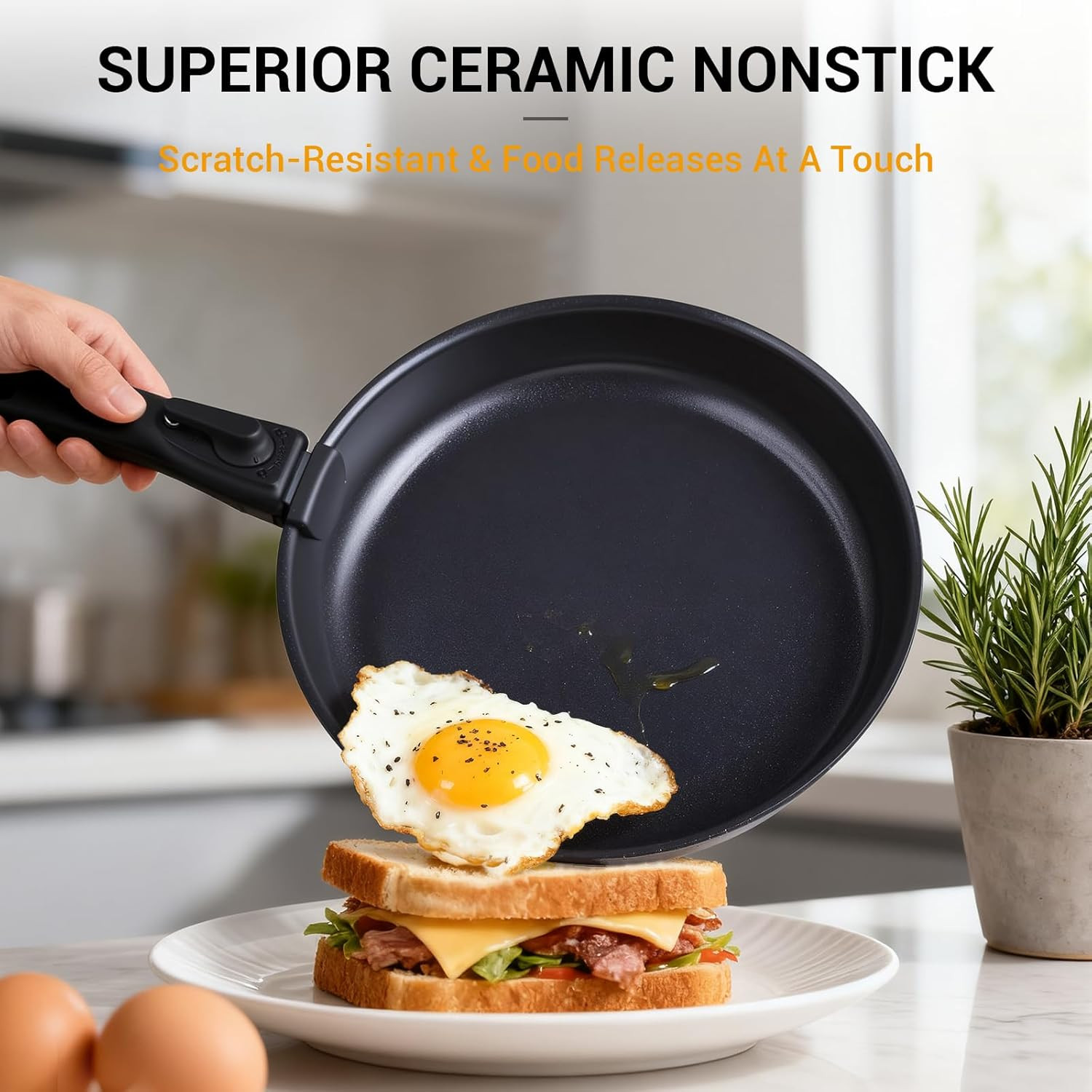 21 Pcs Non-Stick Pots and Pans Set with Detachable Handle & Grill Pan