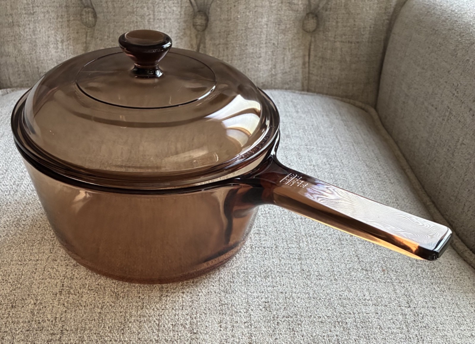 Corning Pyrex Visions Amber 1 1/2 Quart 1.5 Covered Saucepan pan & Lid V-1.5-C