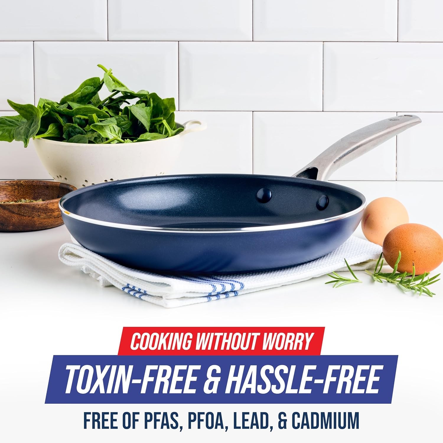 CERAMIC NONSTICK COATING FRYING PAN Blue Diamond 10″ Cooking Frypan Cookware NEW