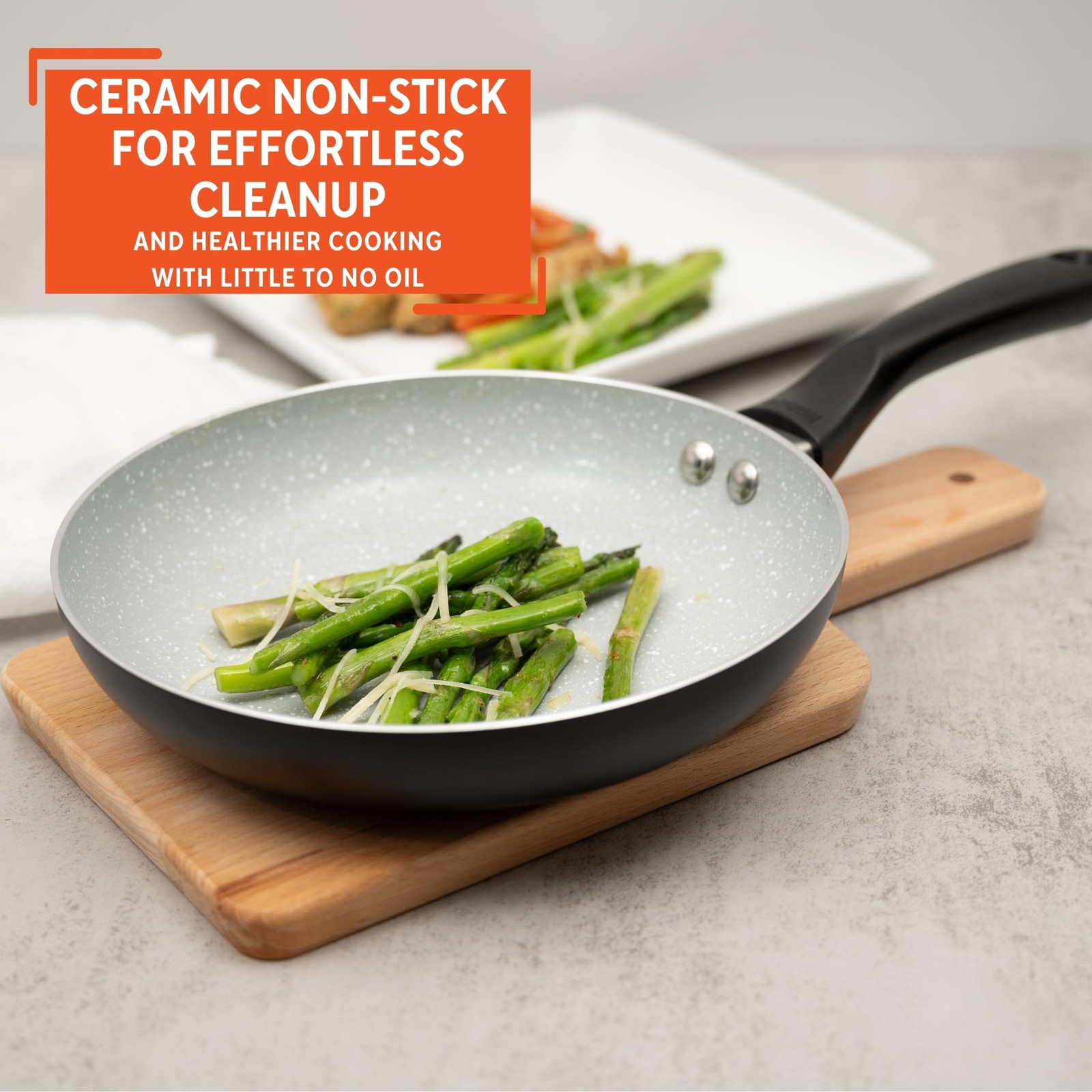 8″ Premier Ceramic Nonstick Fry Pan with Cool Touch Handle, Matte Black