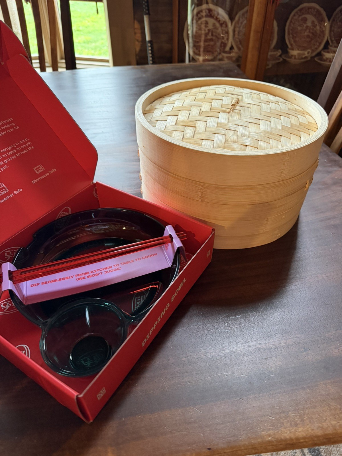 Bamboo Steamer Basket 10” 2-tier MIU with dipping bowl and chop sticks included