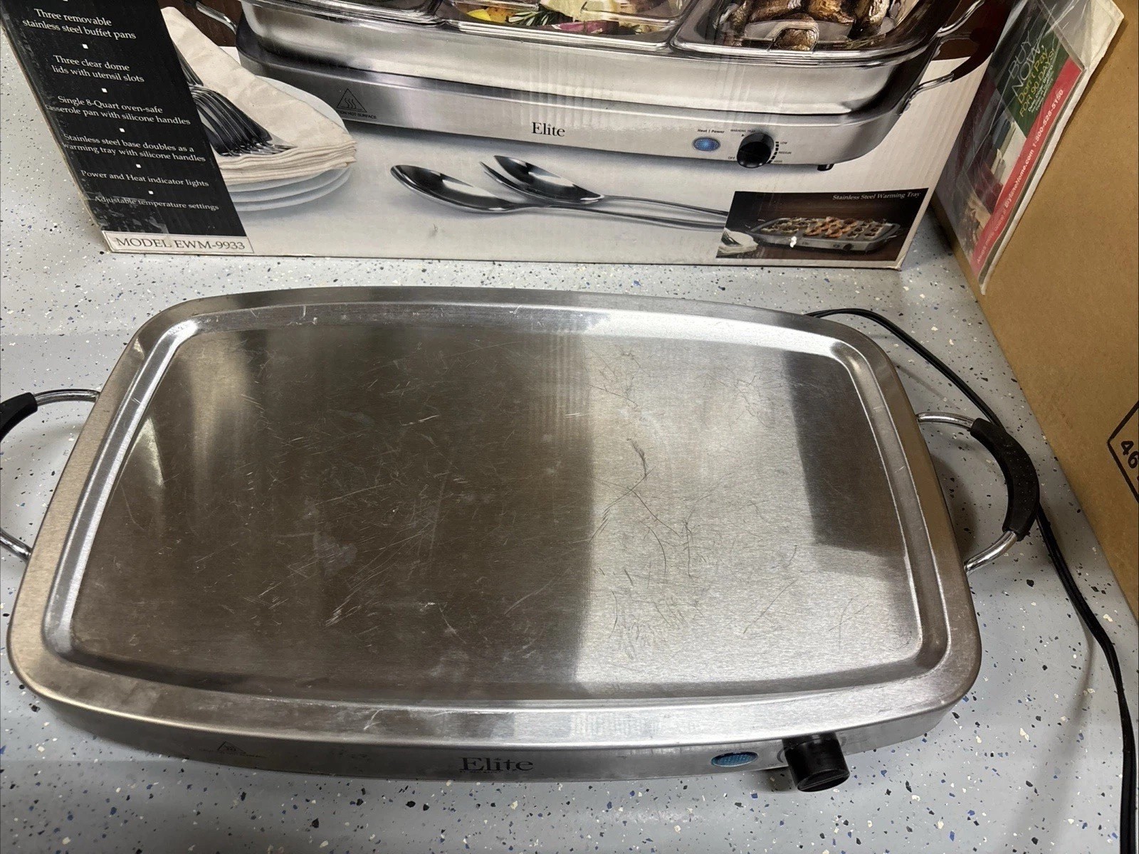 Elite Platinum EWM-9933 Triple 3×2.5 Quart Trays Buffet Server 7.5 Qt