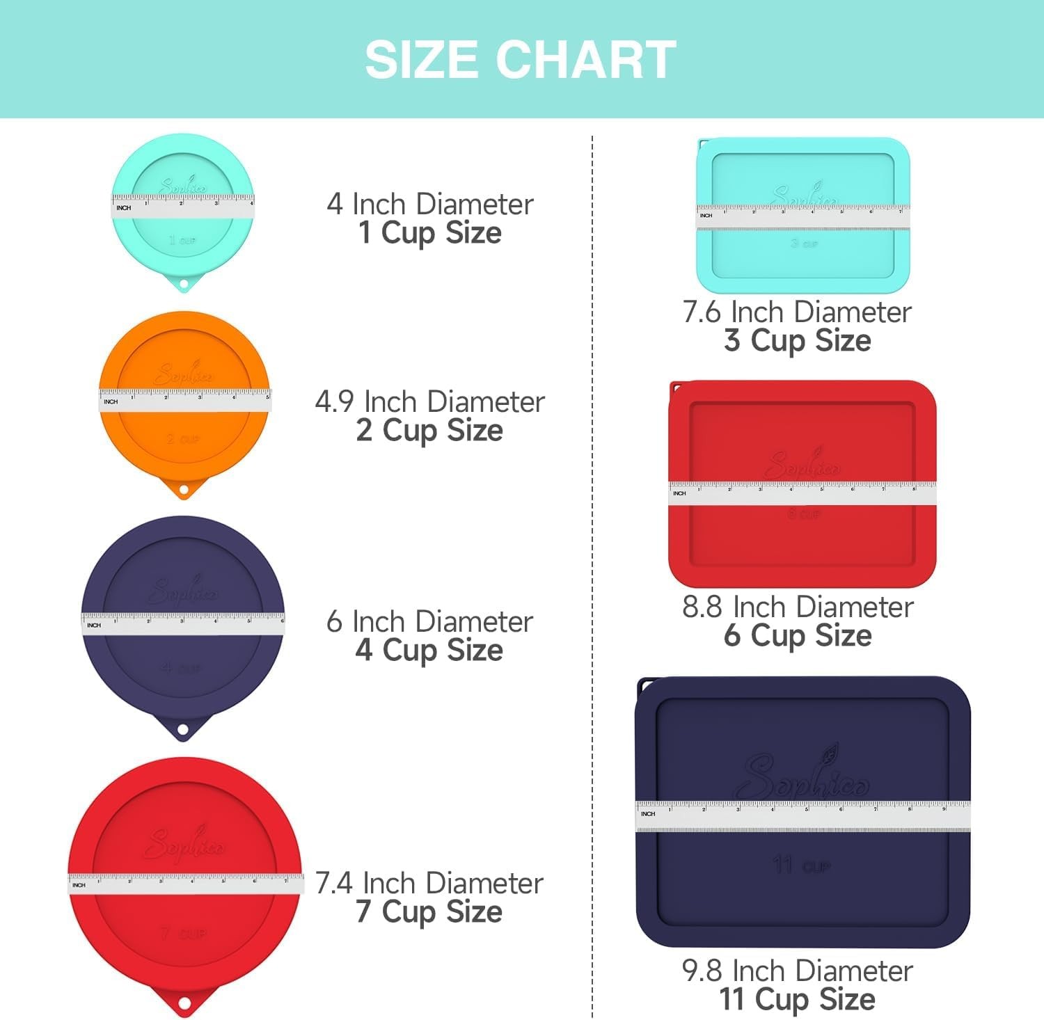 4 Cup Round Silicone Storage Cover Lids Replacement for Anchor Hocking and Py…