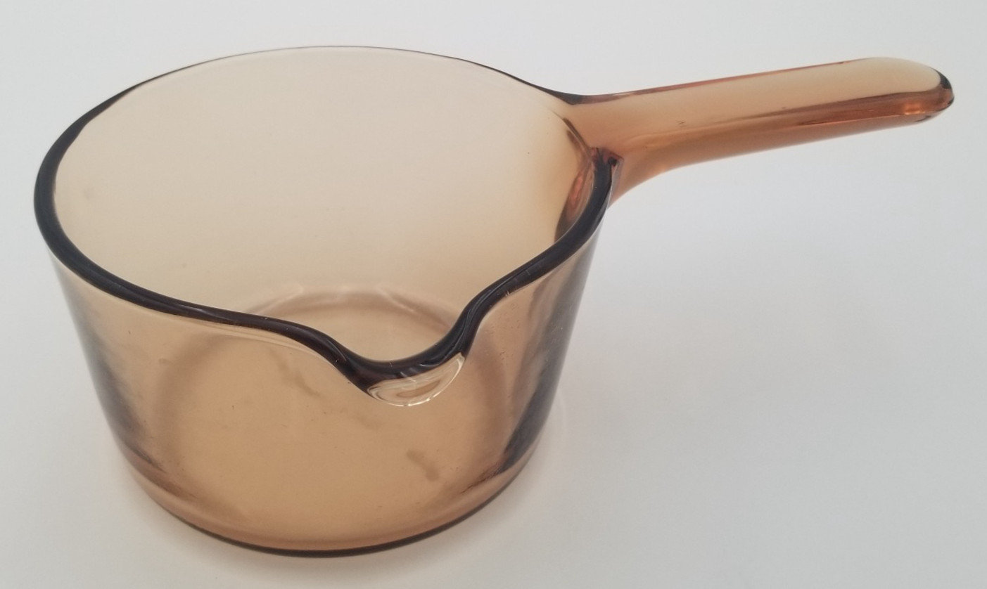 Corning Vision Amber .7 L Glass Sauce Pan With Pour Spout Made in France