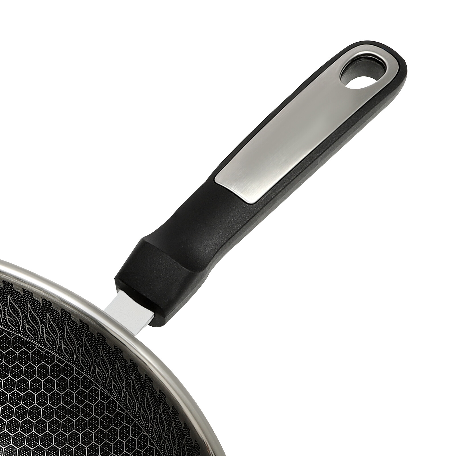 32cm Cooking Nonstick Honeycomb Wok Pan w/Lid & Stainless Steel Steamer Pot