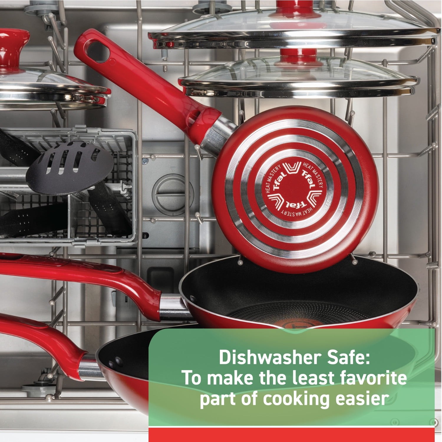 Easy Care, 20 Piece Non-Stick Pots and Pans Cookware Set, Red