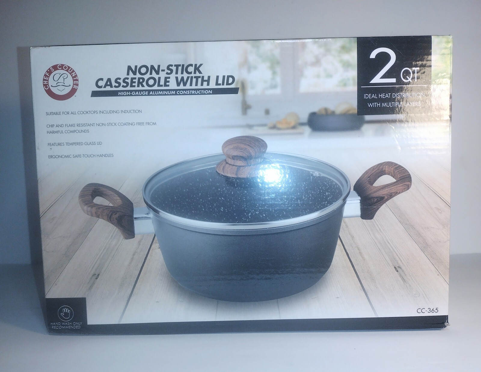 2 Quart Non Stick Casserole With Tempered Lid By Chef’s Counter