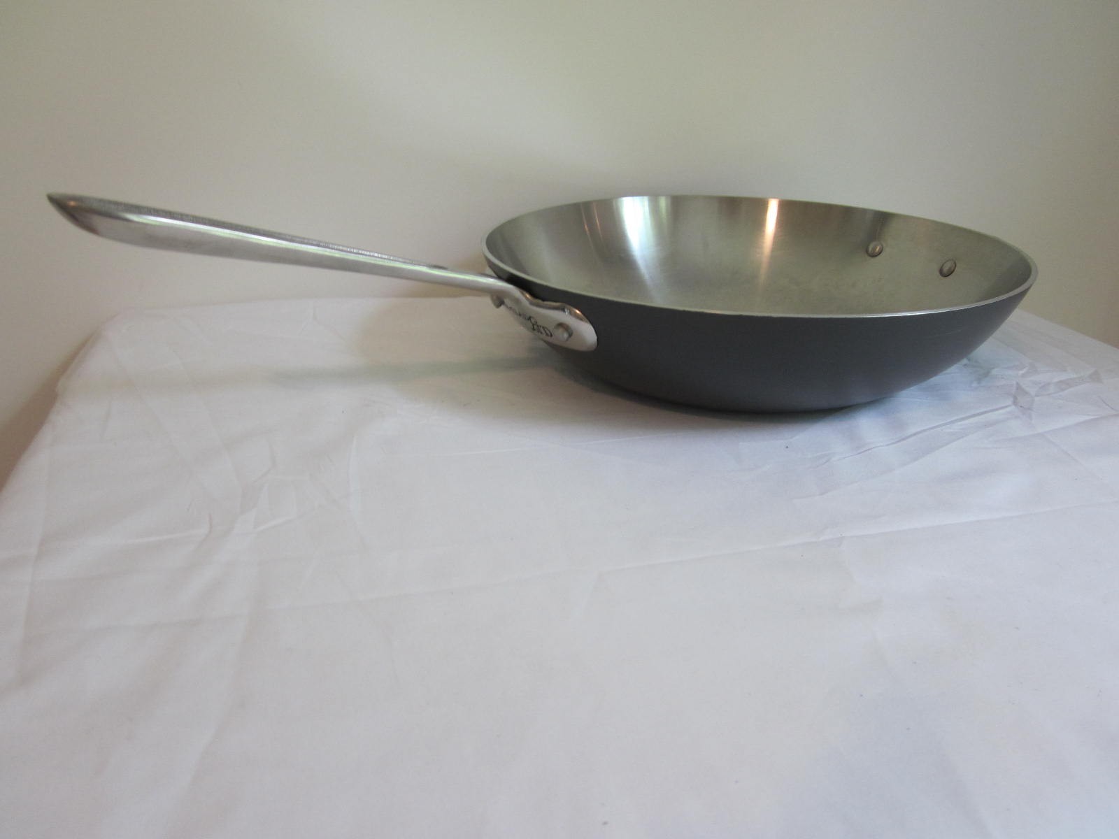 All Clad LTD 12 Stainless Steel Stir Fry Wok Pan Flat Bottom Beautiful Condition