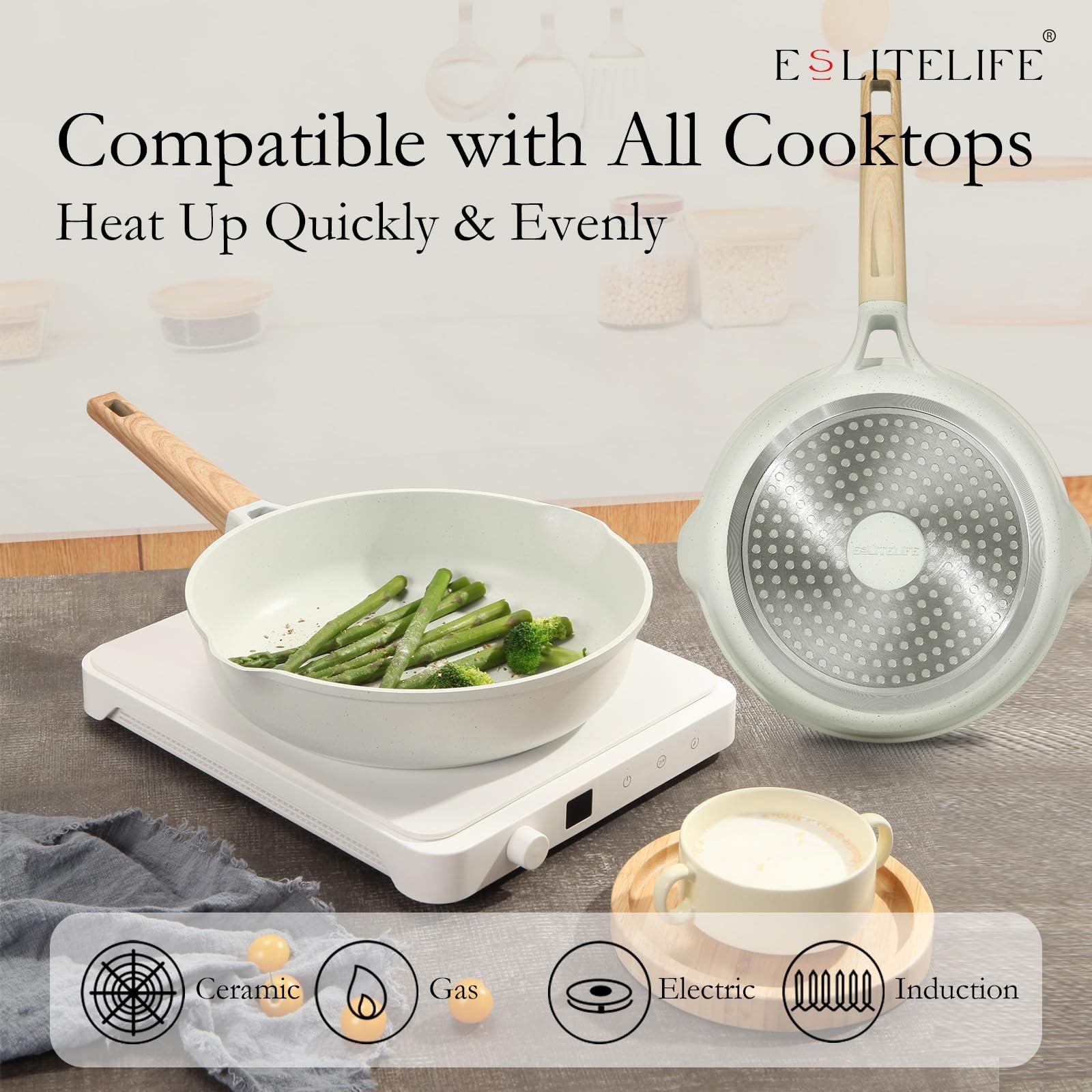 Frying Pans Set Nonstick Skillets Set Egg Omelette Pans, Healthy Ceramic Coat…