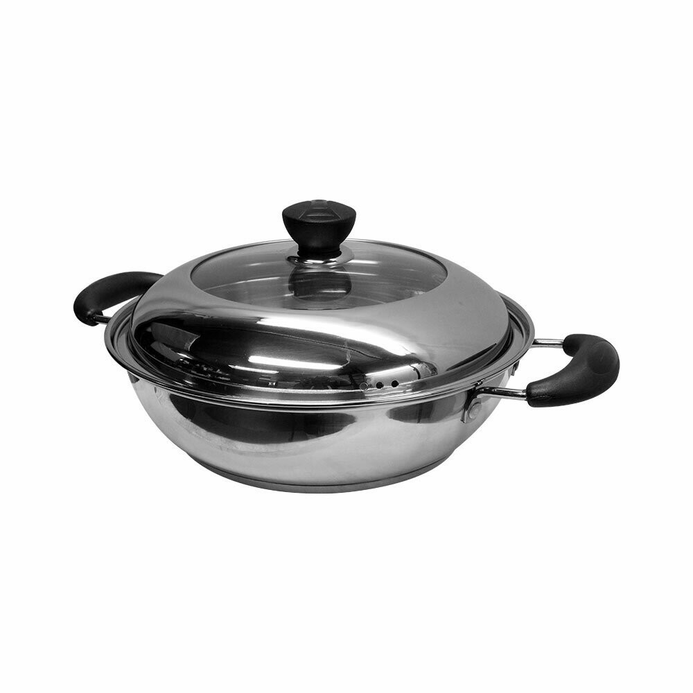 Stainless Steel 10″ HOT POT Cookware Mirror Finish See Through Lid Pots and Pan