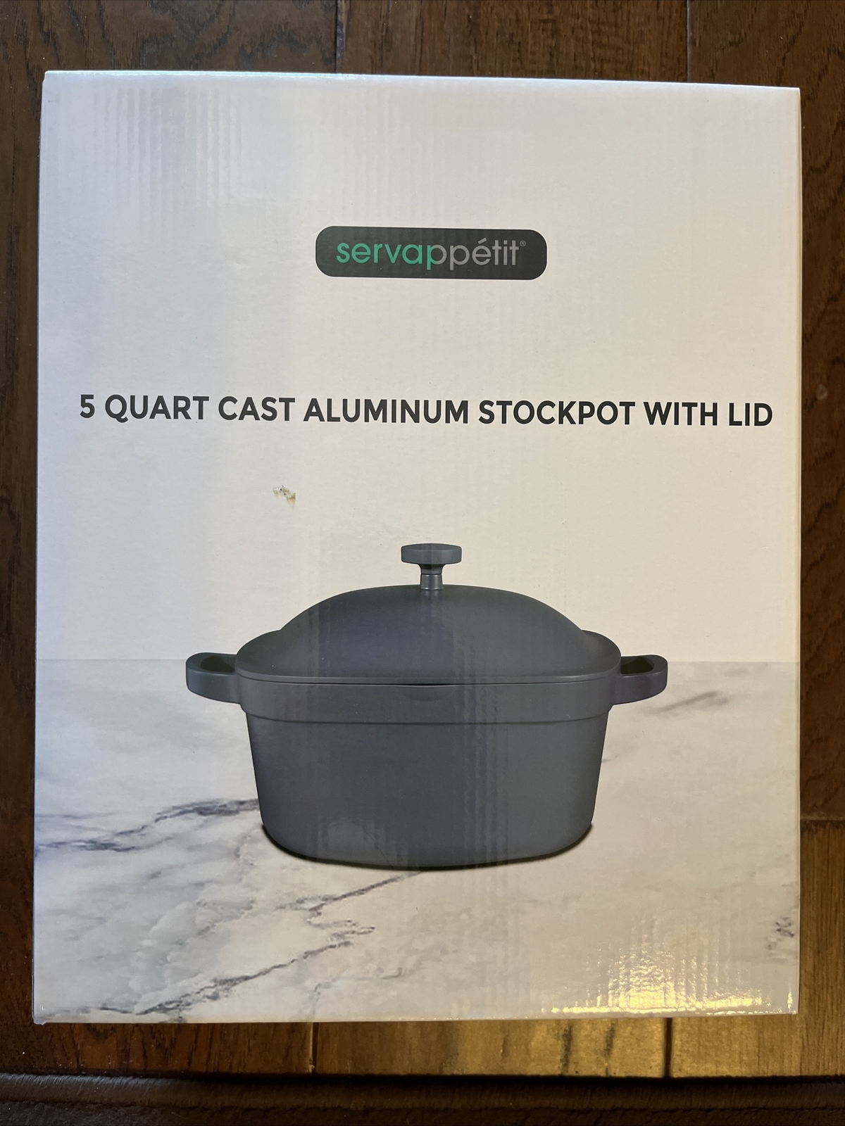 5 Quart Cast Aluminum Stockpot With Lid Brand New High-quality Servappetit Blue