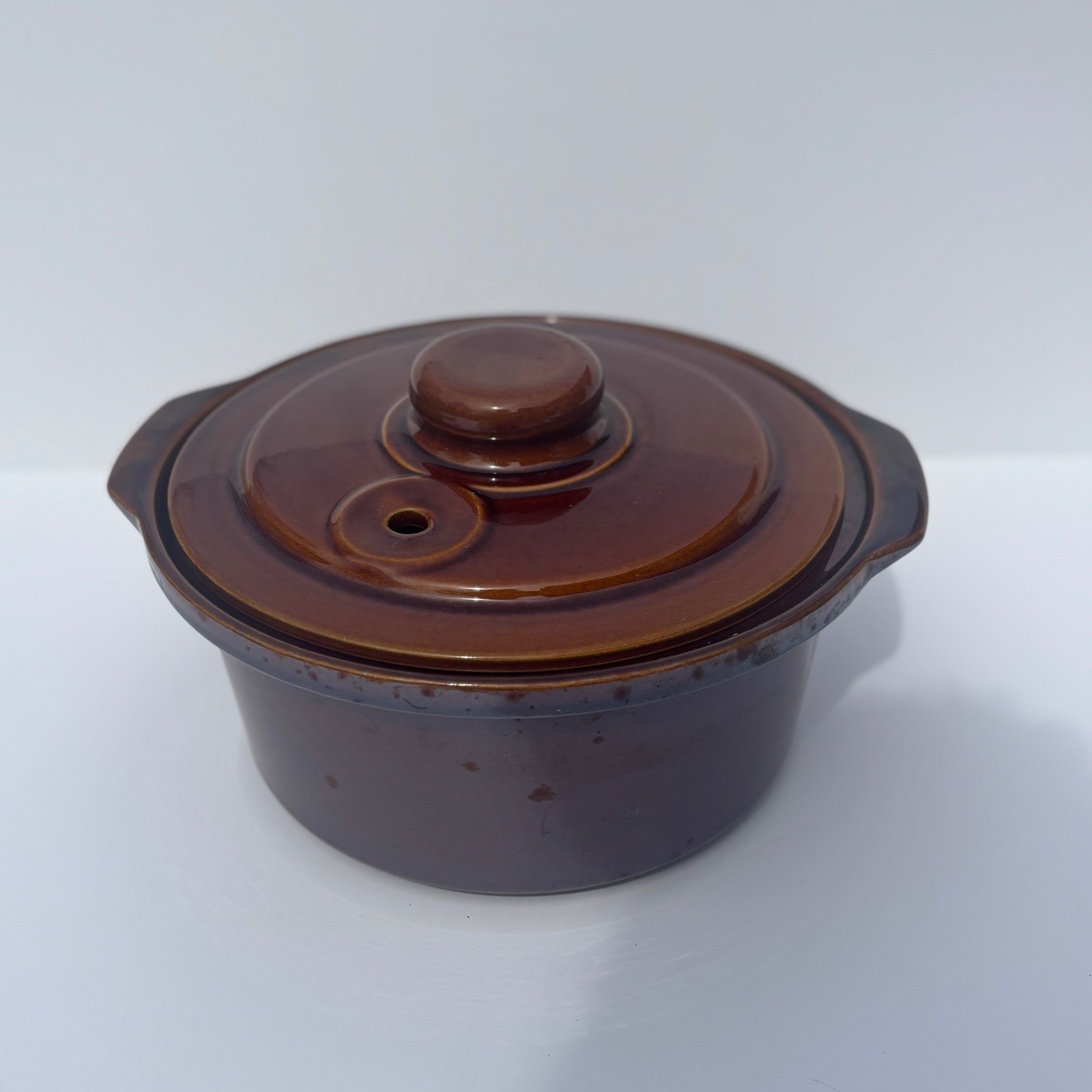 Casserole Dish Vintage 11 1/2″ Stoneware Casserole Bowl w Vented Lid Cottagecore