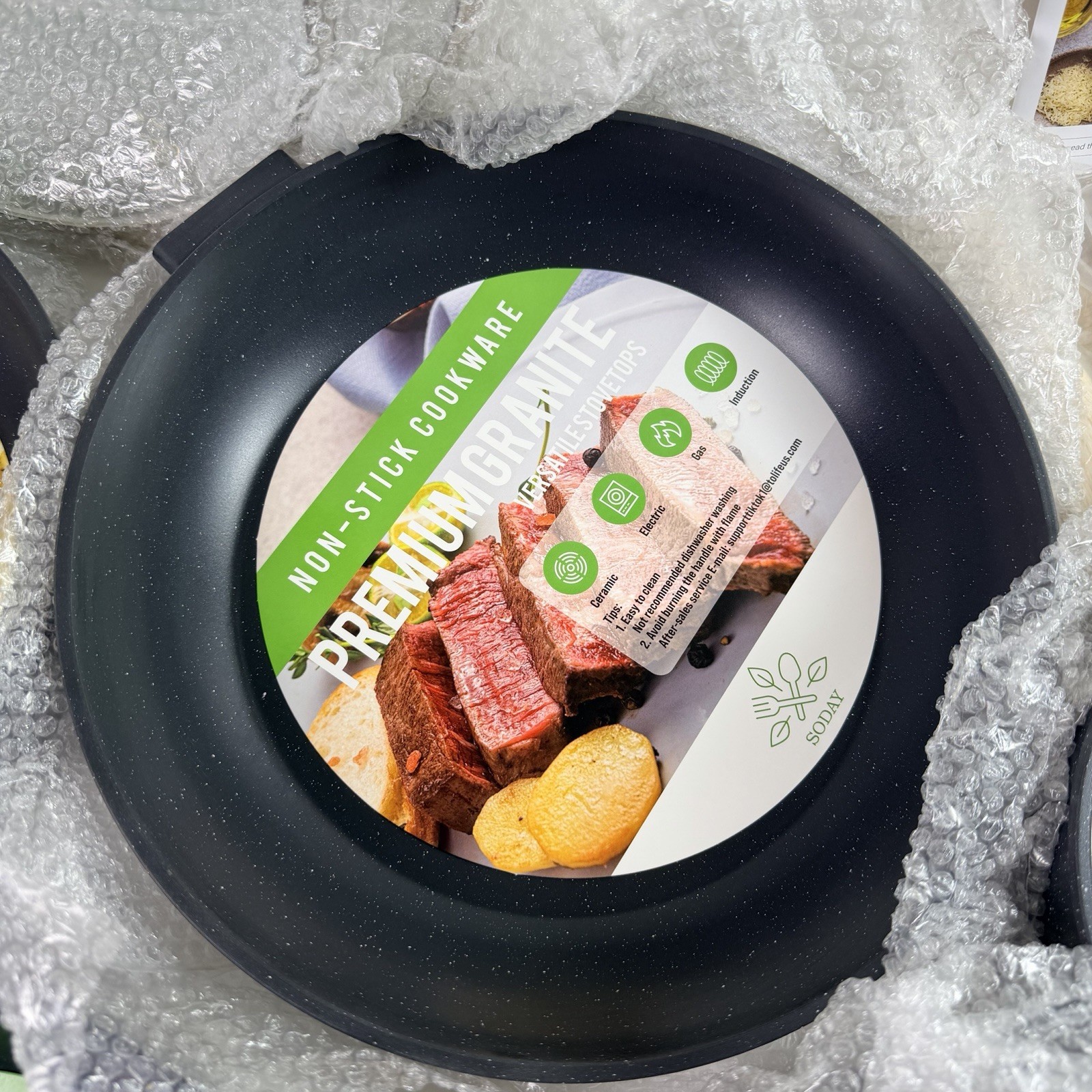 Soday 12 Piece Non-Stick Pots & Pans Cookware Set Black